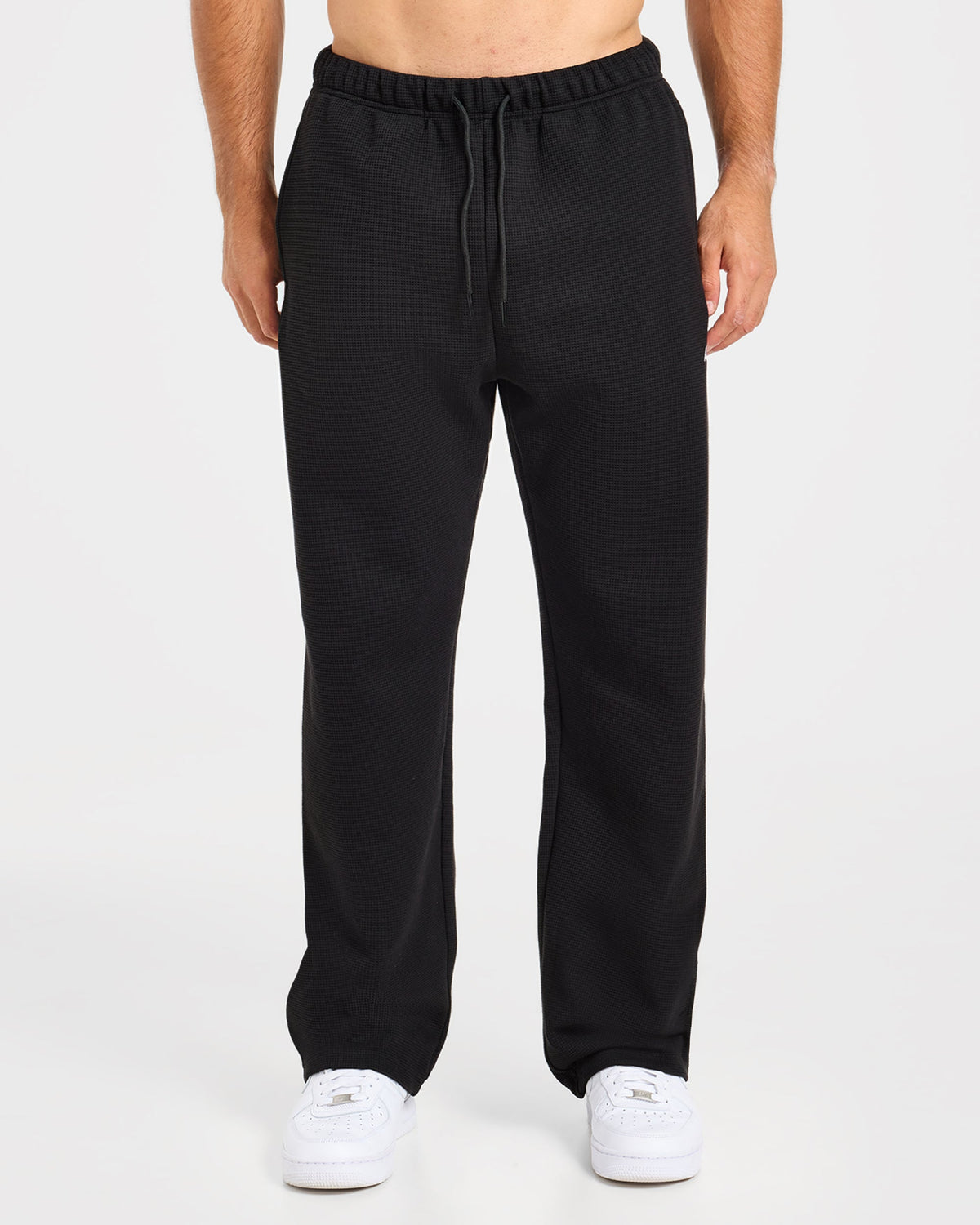 Waffle Oversized Straight Leg Joggers - Noir