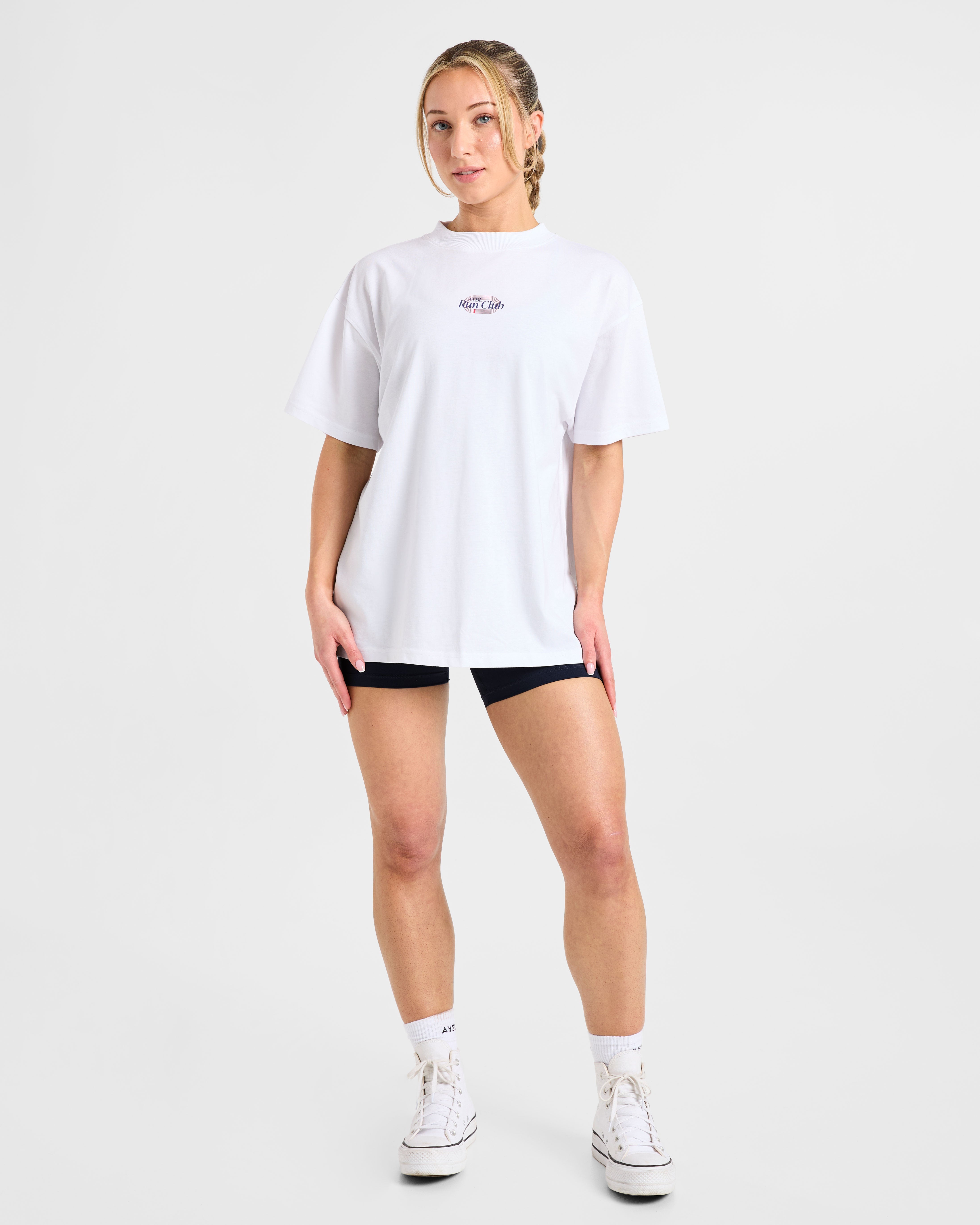Run Club Oversized T Shirt - Blanc