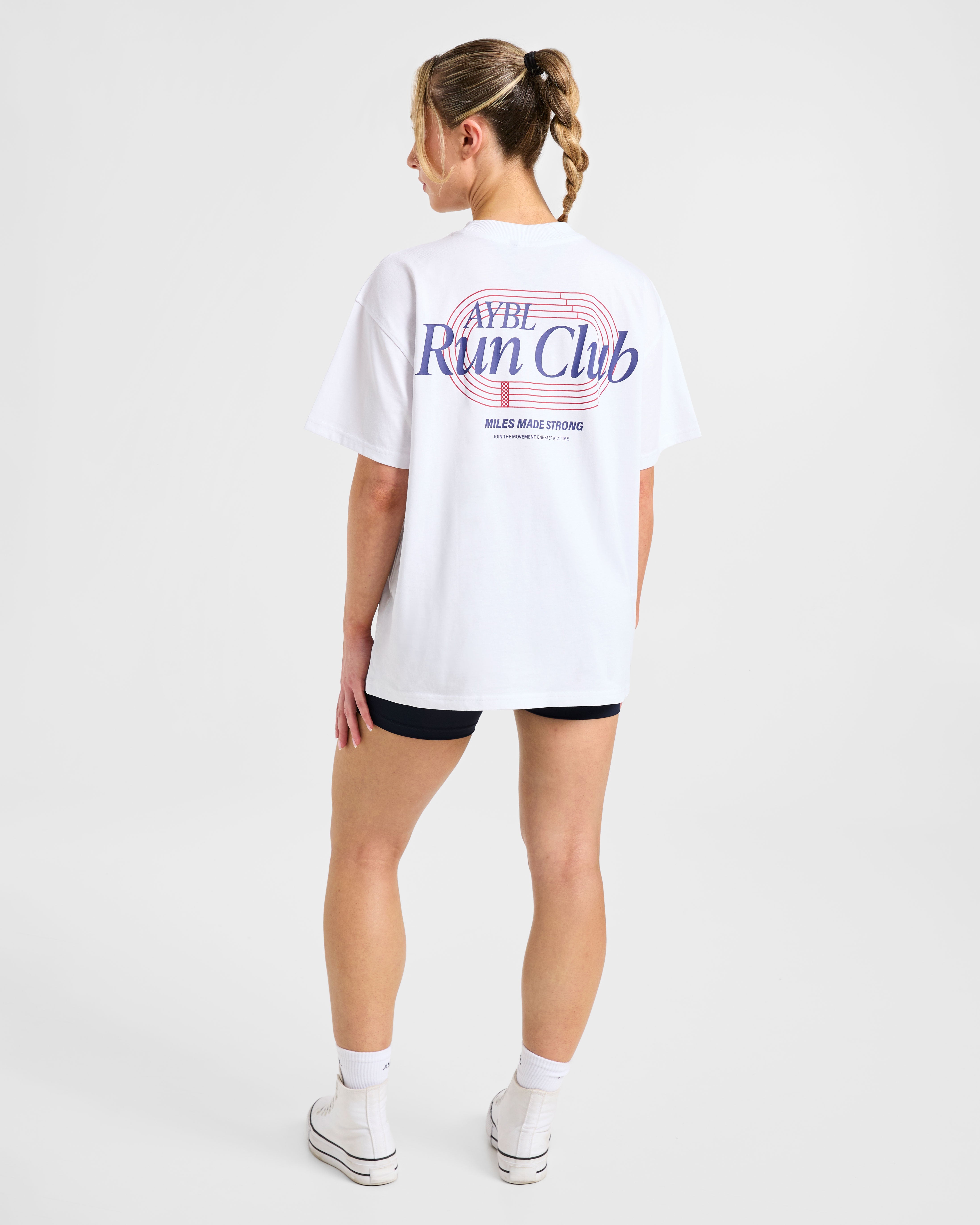 Run Club Oversized T Shirt - Blanc