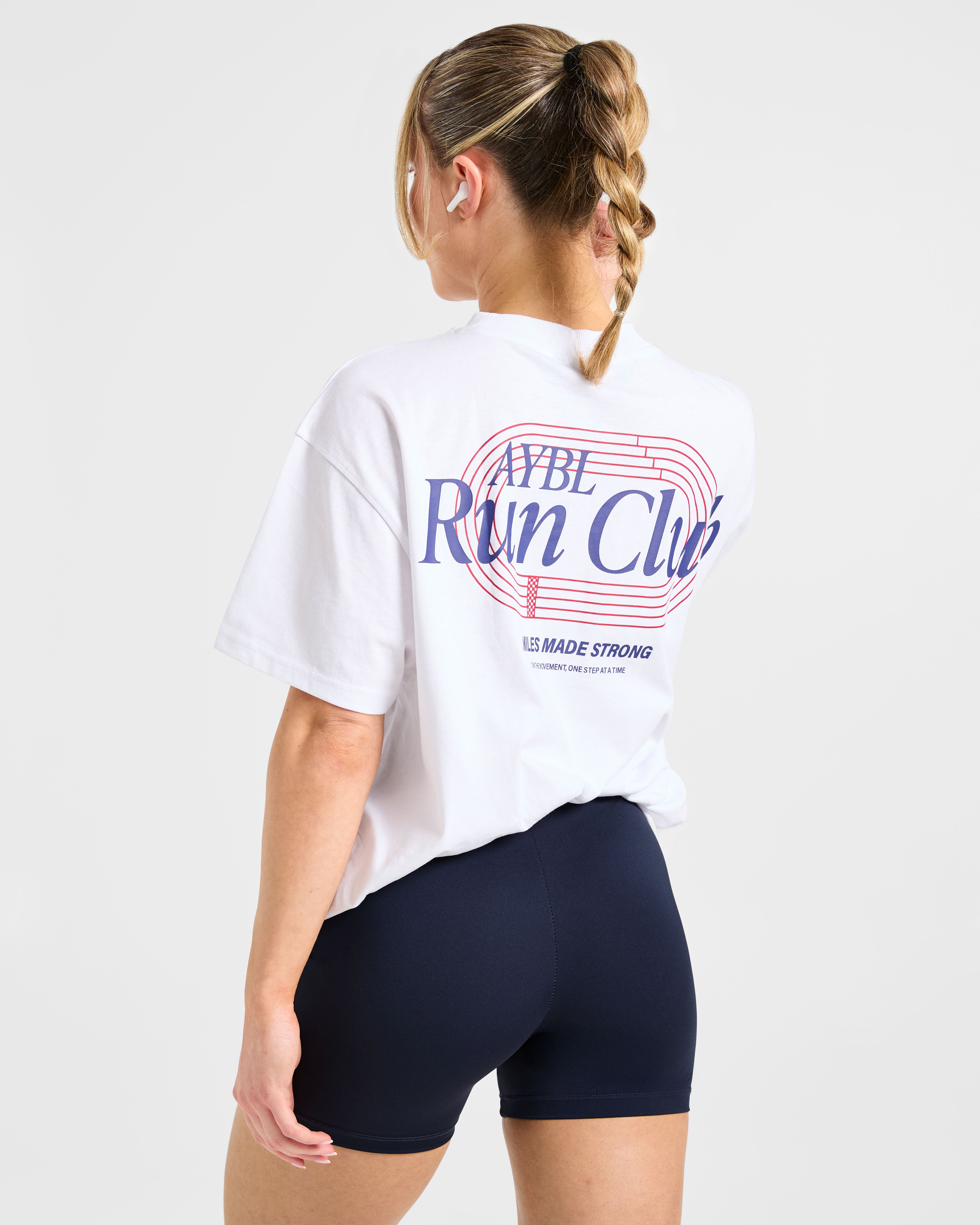 Run Club Oversized T Shirt - Blanc