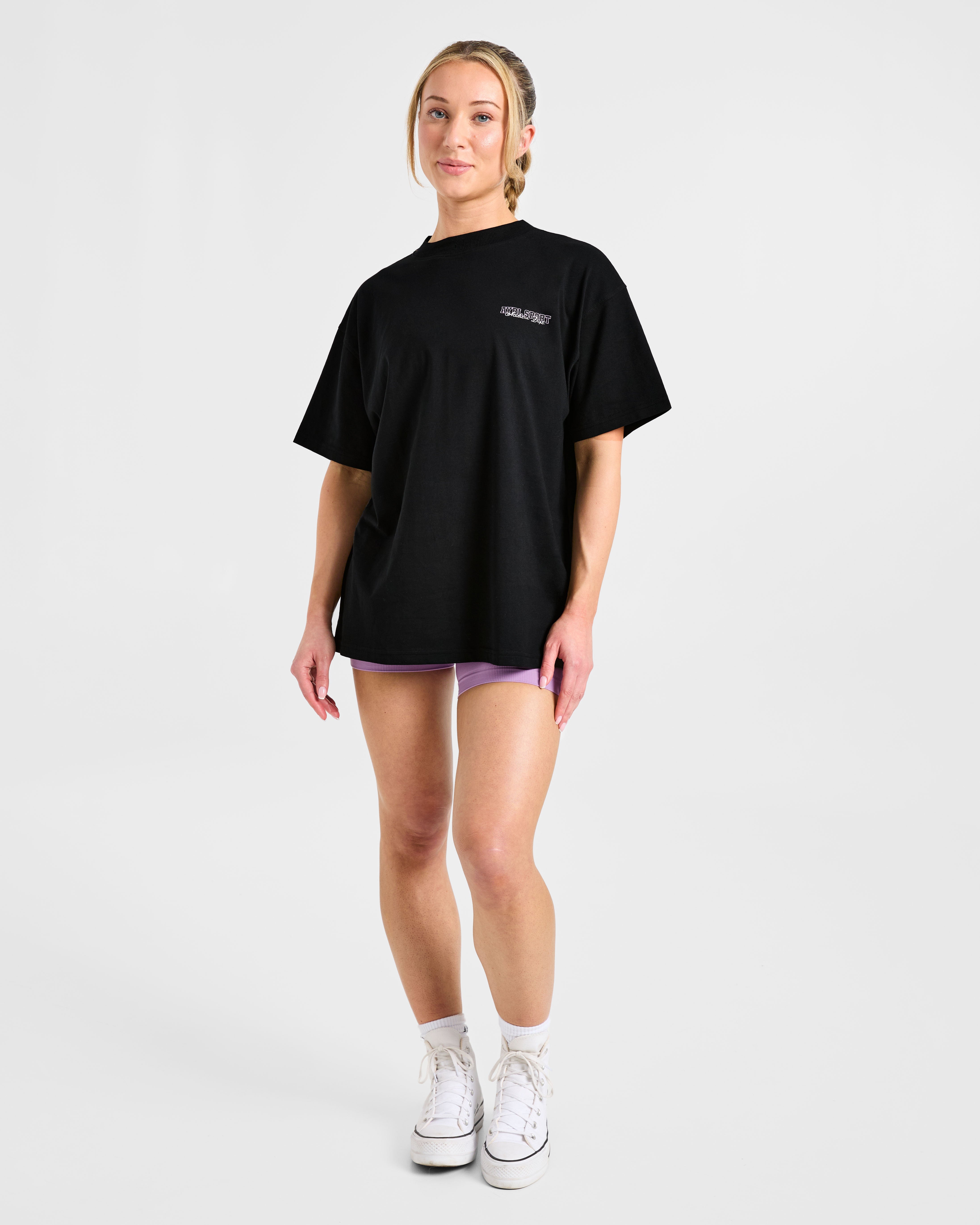 Varsity Dept Oversized T Shirt - Noir/Lilac