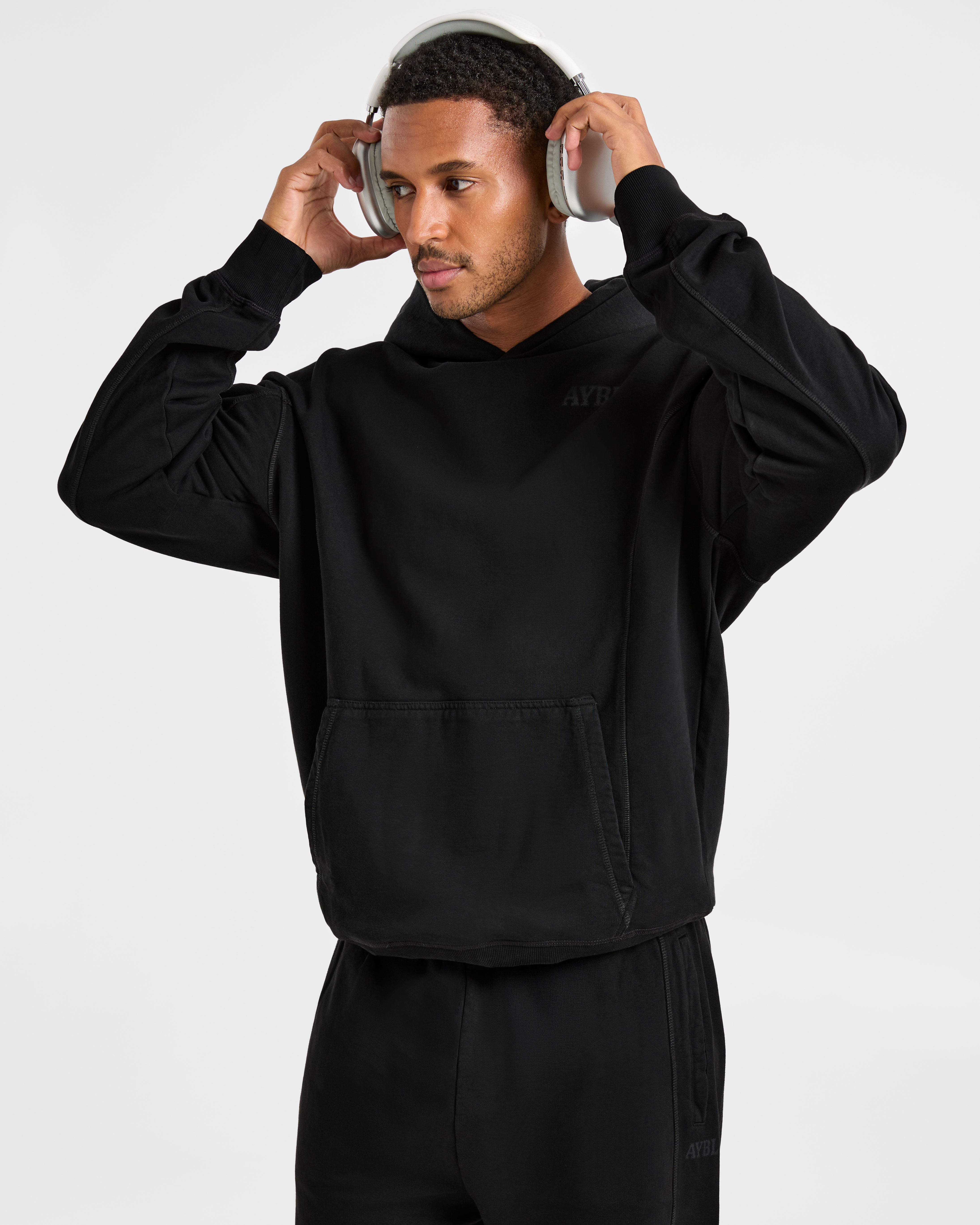 Lift Club Distressed Hoodie - Noir/Charcoal
