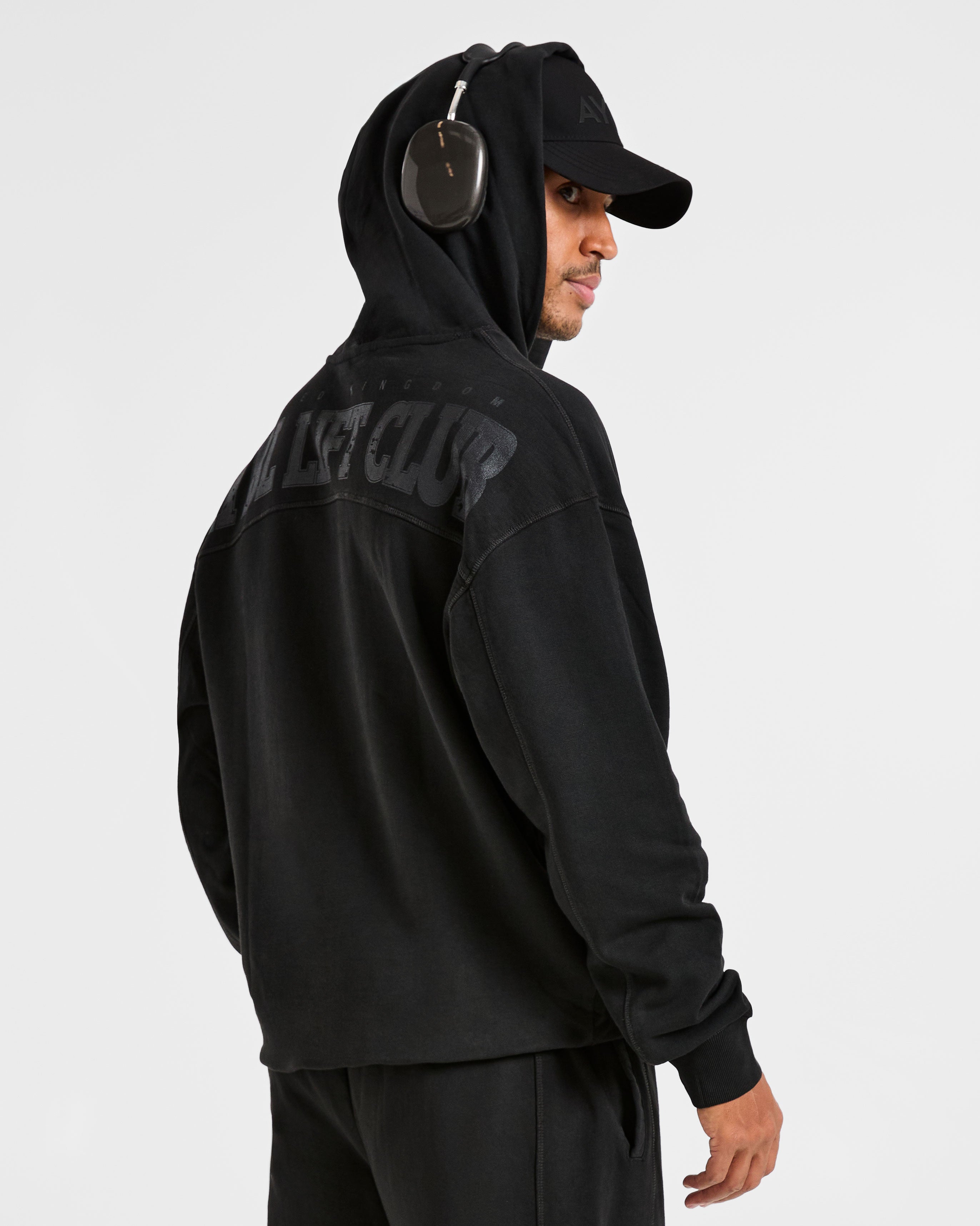 Lift Club Distressed Hoodie - Noir/Charcoal