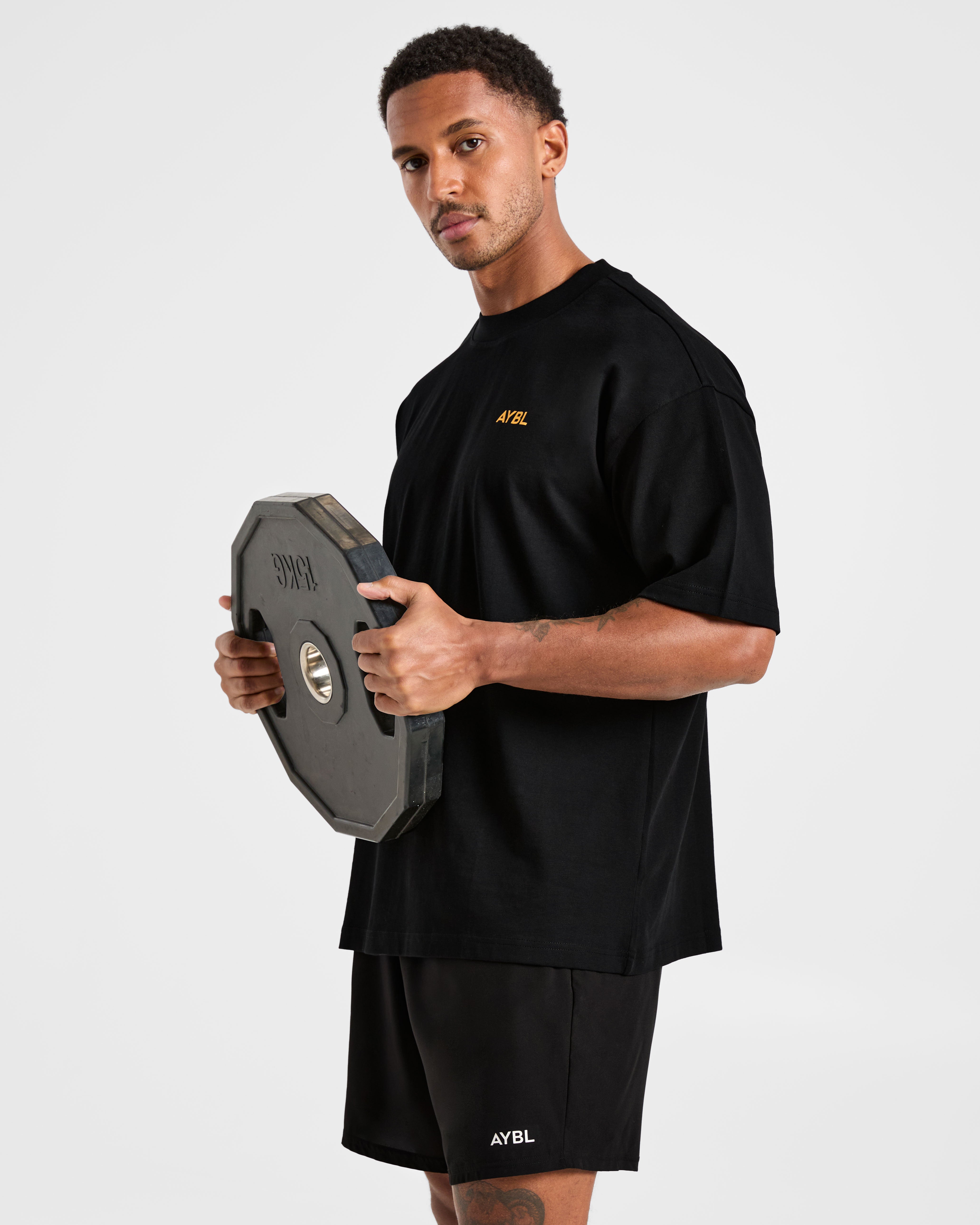 Essential Oversized T Shirt - Noir/Mango Jaune