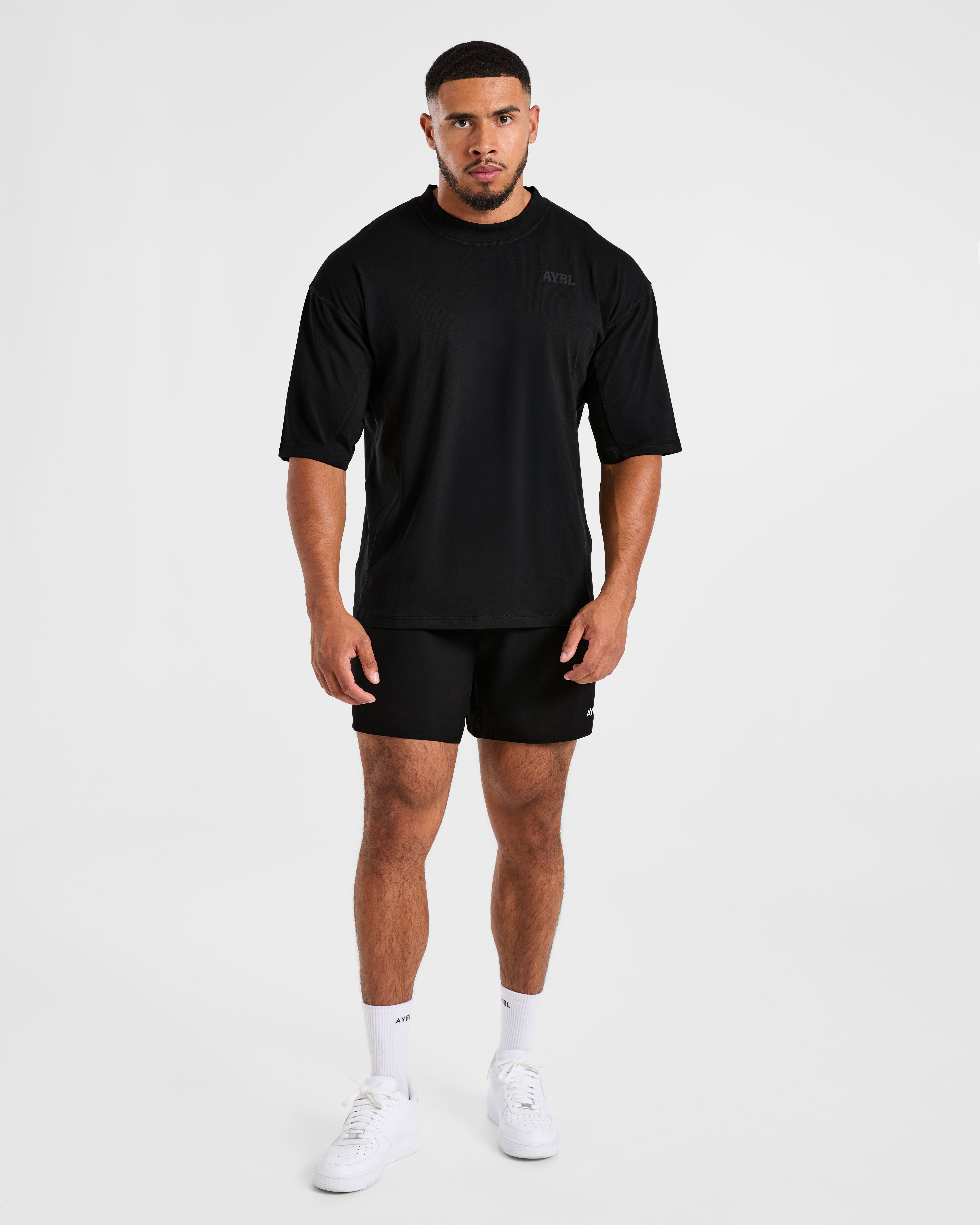 Lift Club Distressed Oversized T Shirt - Noir/Charcoal