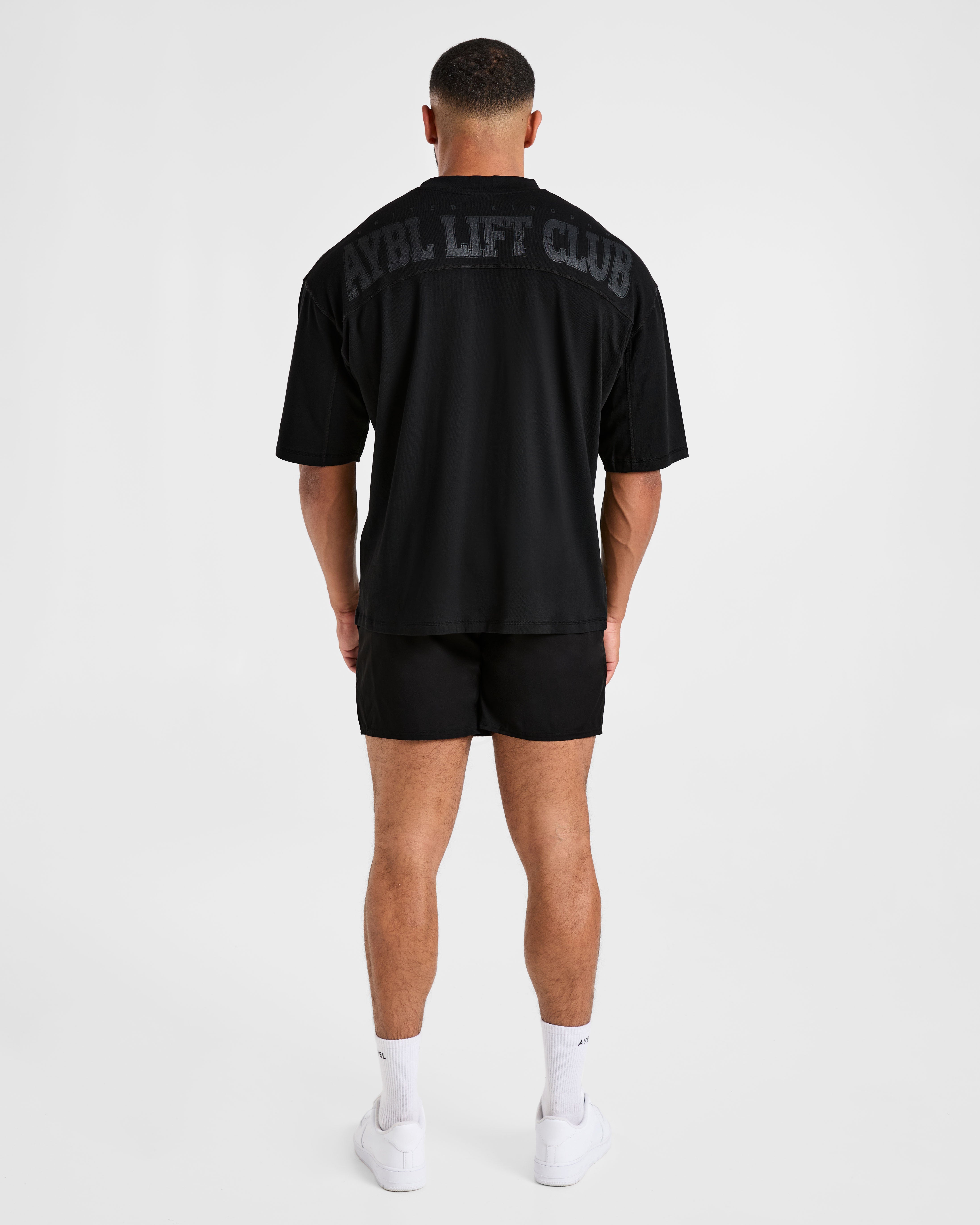 Lift Club Distressed Oversized T Shirt - Noir/Charcoal
