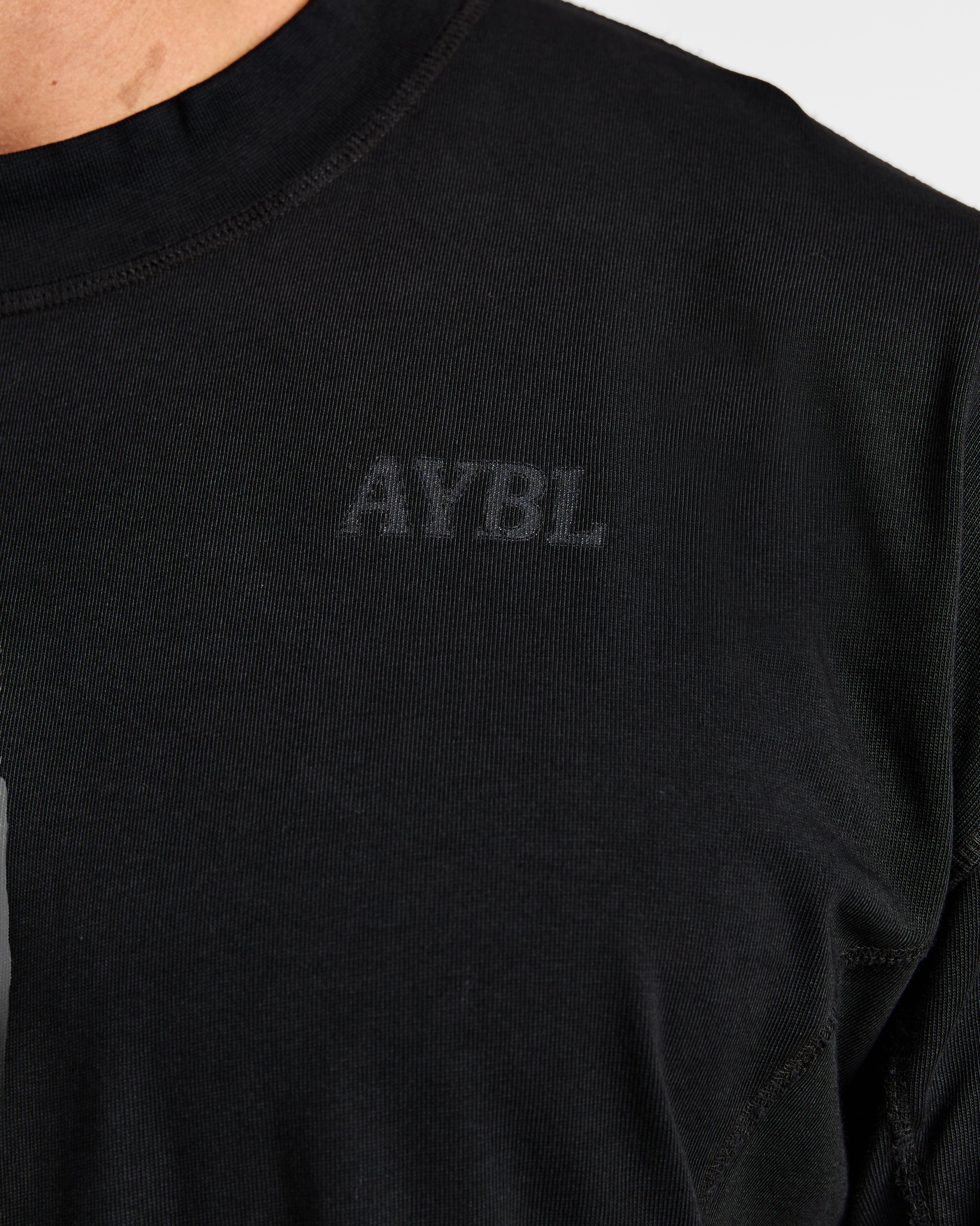 Lift Club Distressed Oversized T Shirt - Noir/Charcoal