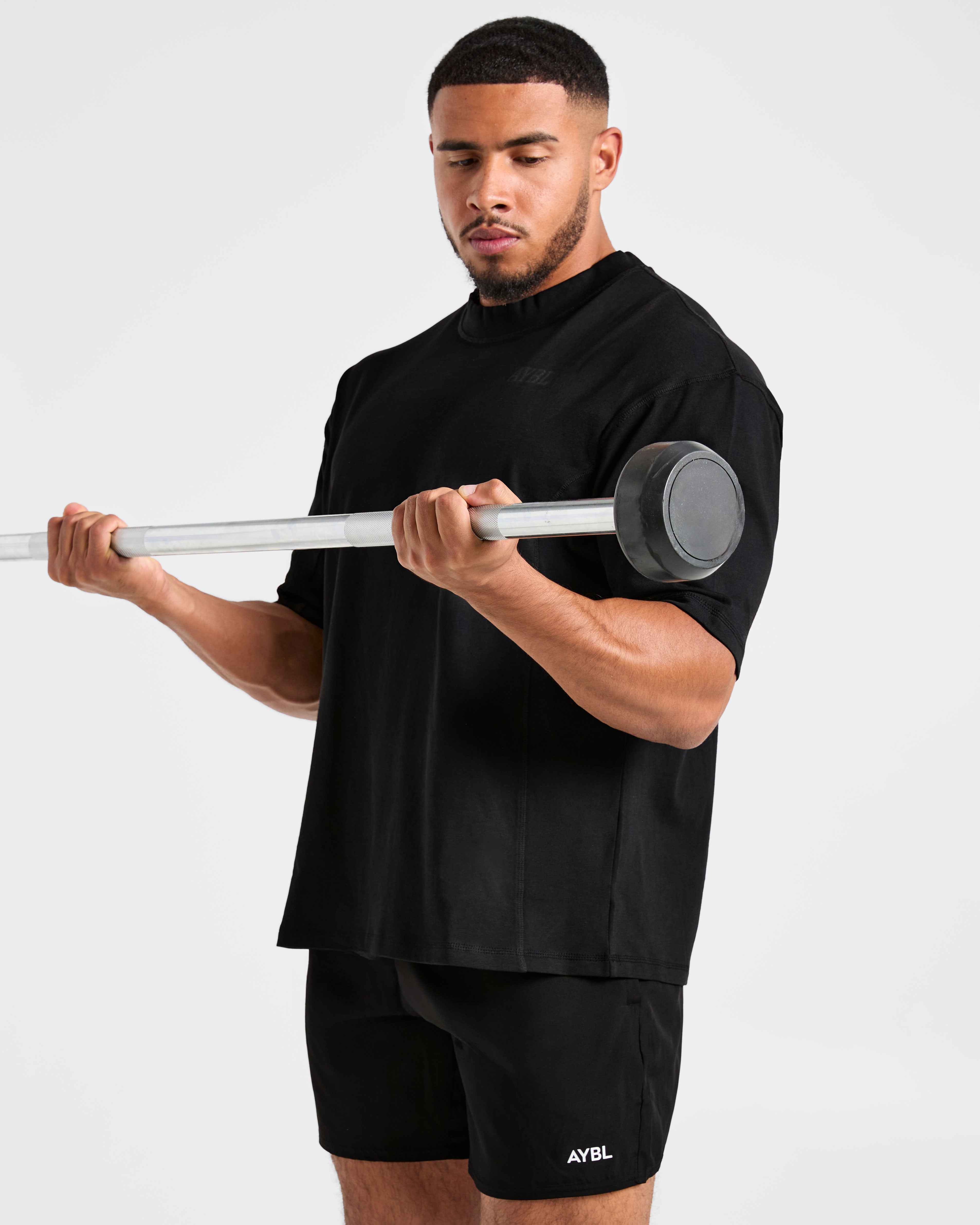 Lift Club Distressed Oversized T Shirt - Noir/Charcoal