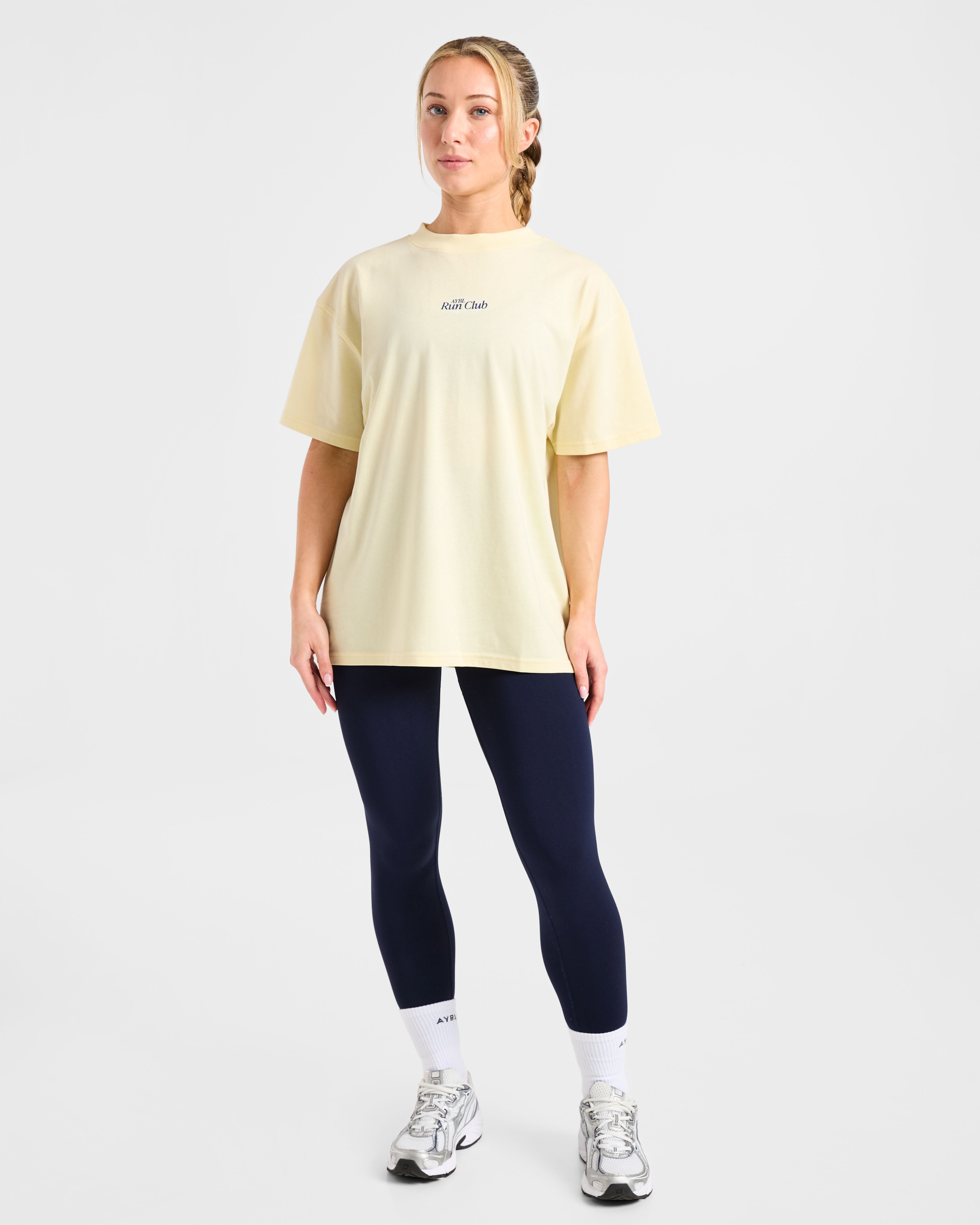 Run Club Oversized T Shirt - Butter Jaune