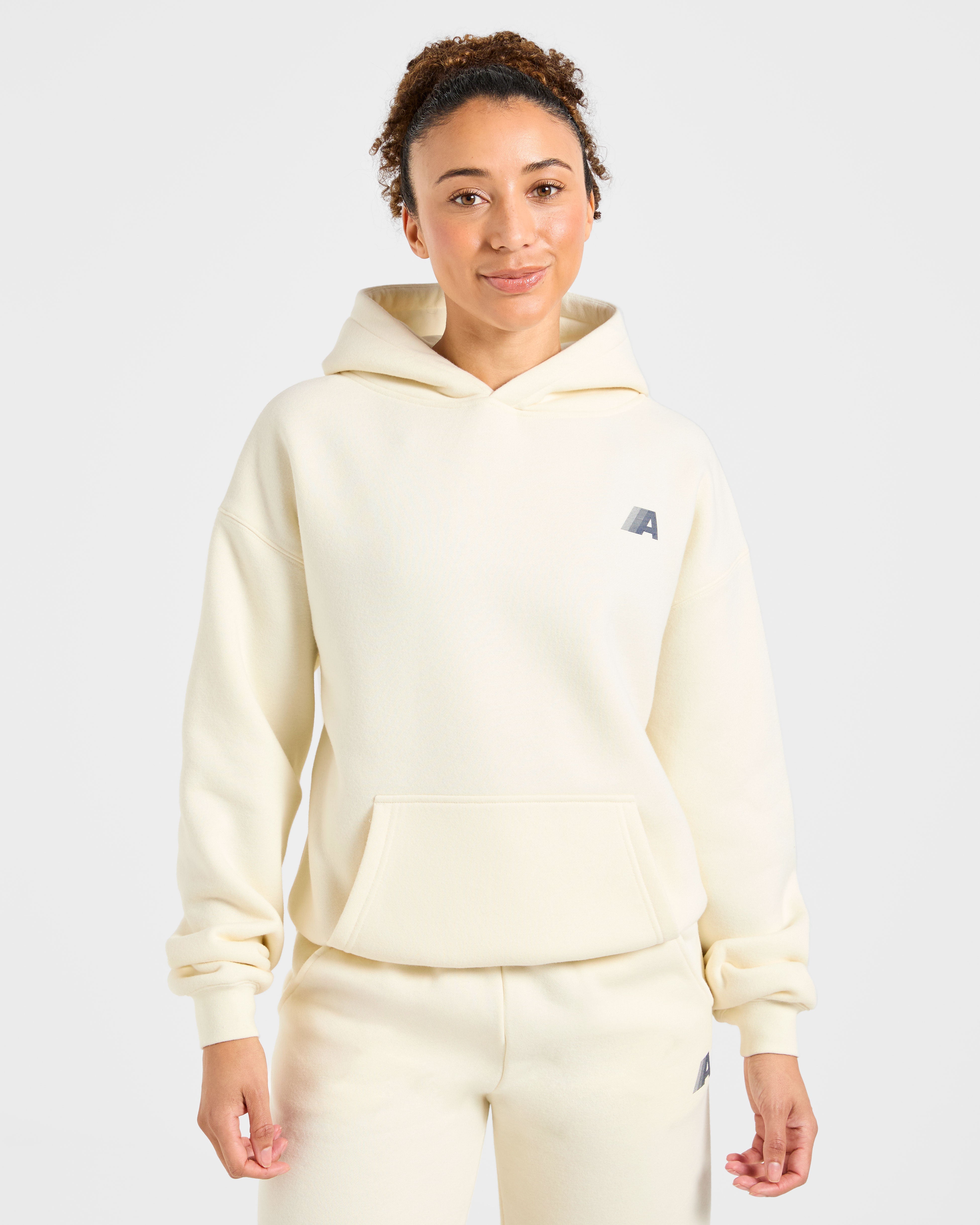 Retro Athletics Oversized Hoodie - Butter Jaune/Navy