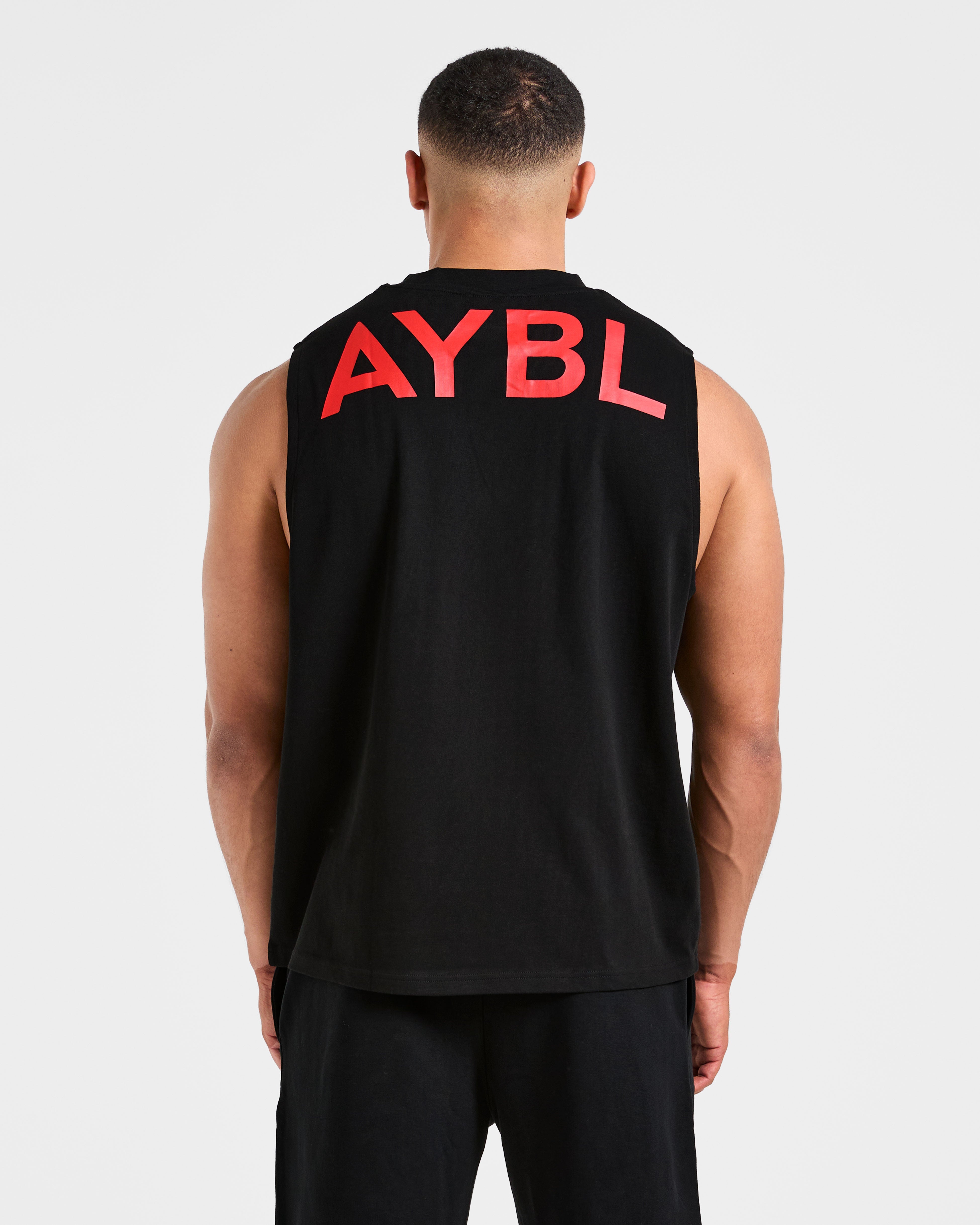 Essential Oversized Graphic Tank - Noir/Rouge