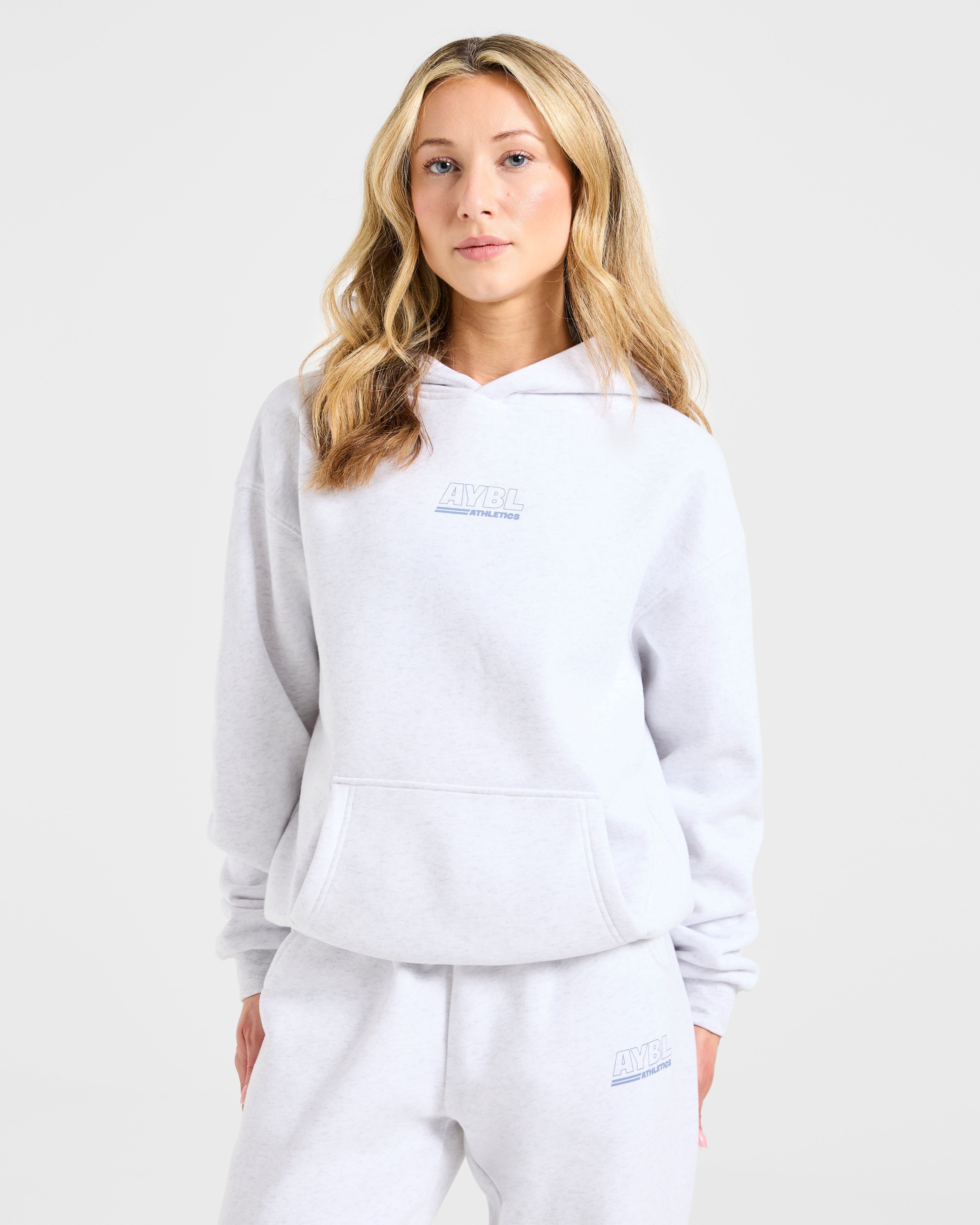 Athletics Track Oversized Hoodie - Heather Gris/Slate Bleu