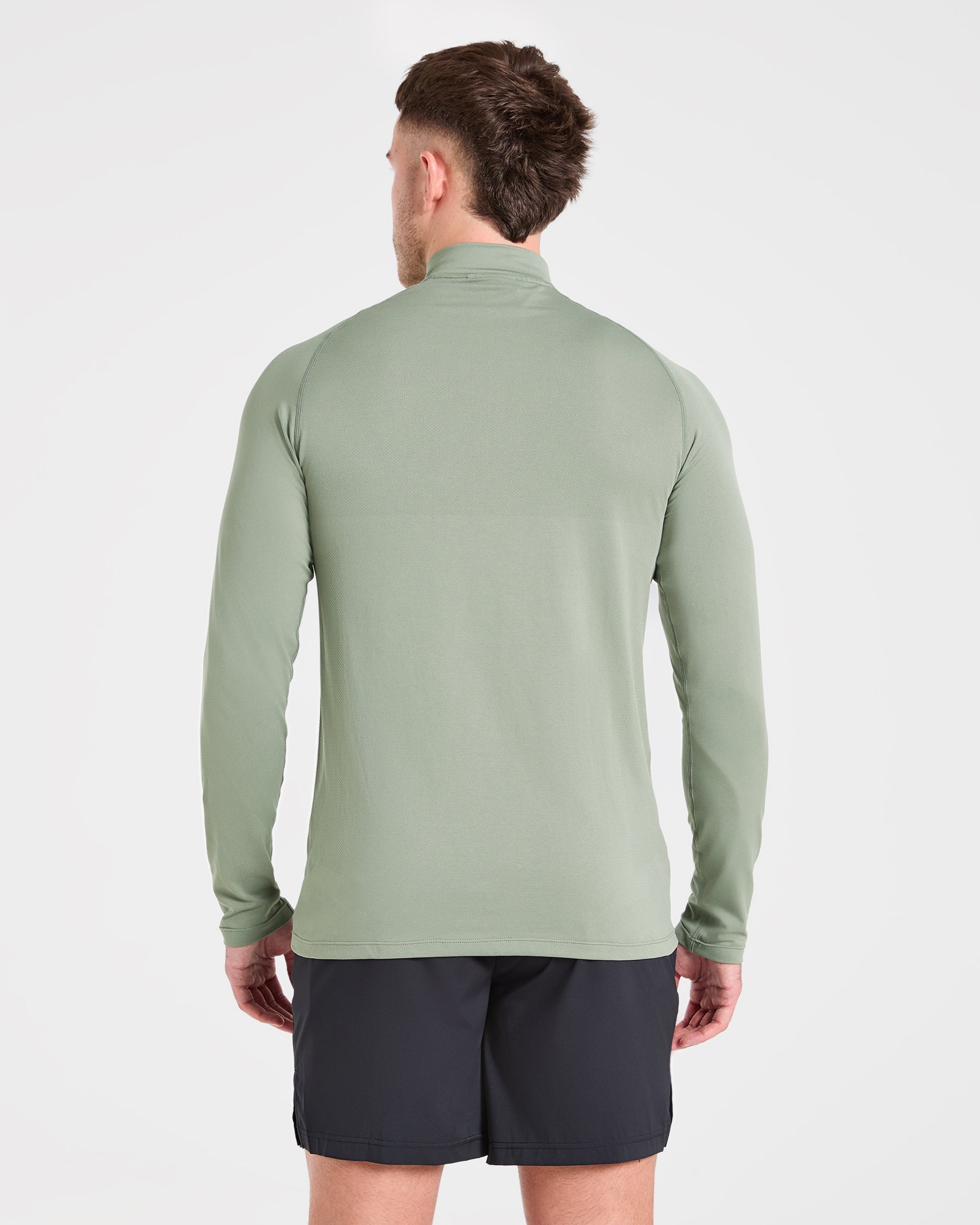 Essential Seamless 1/4 Zip Pullover - Olive