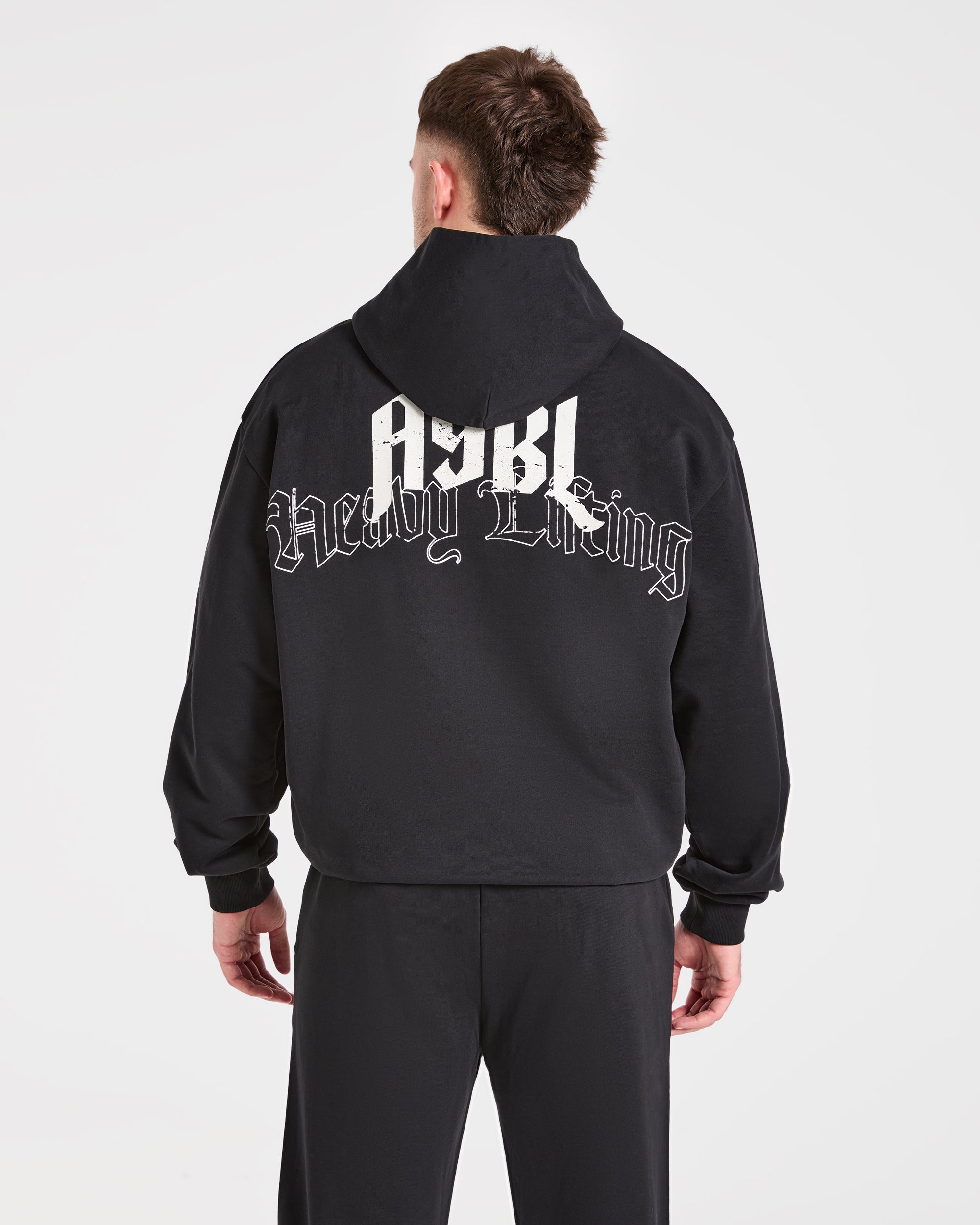 Heavy Lifting Gothic Oversized Hoodie - Noir/Off Blanc