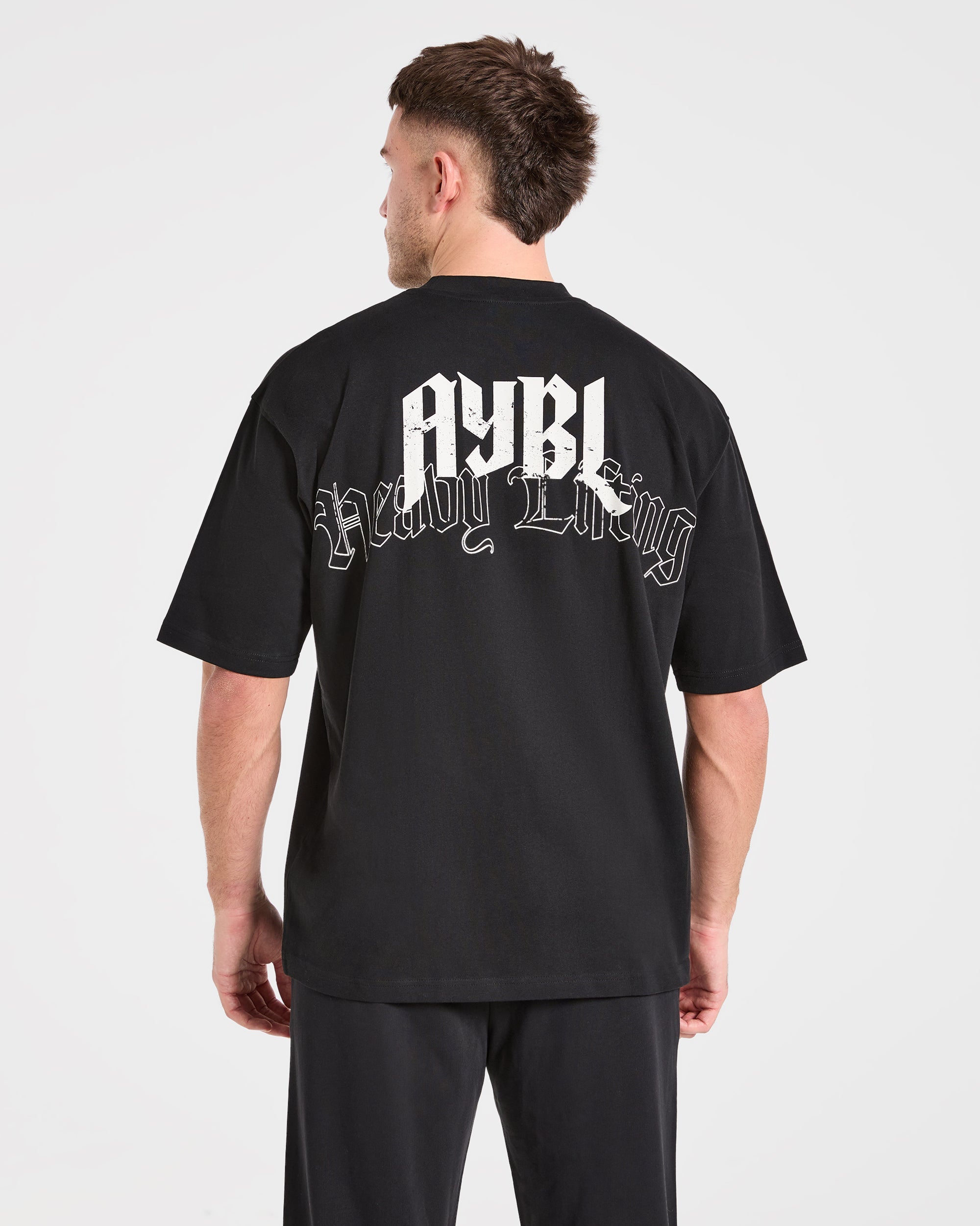 Heavy Lifting Gothic Oversized T Shirt - Noir/Off Blanc