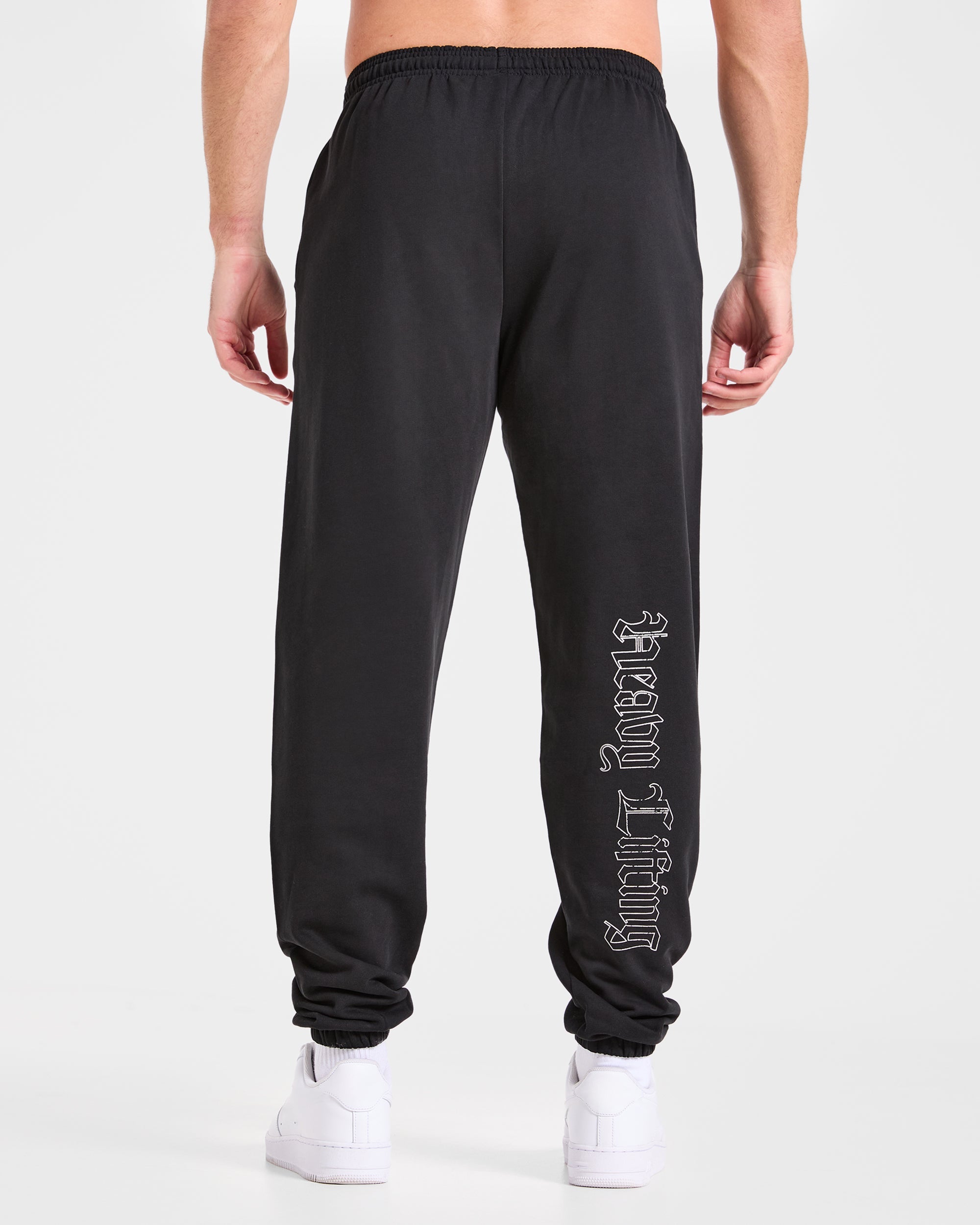 Heavy Lifting Gothic Oversized Joggers - Noir/Off Blanc