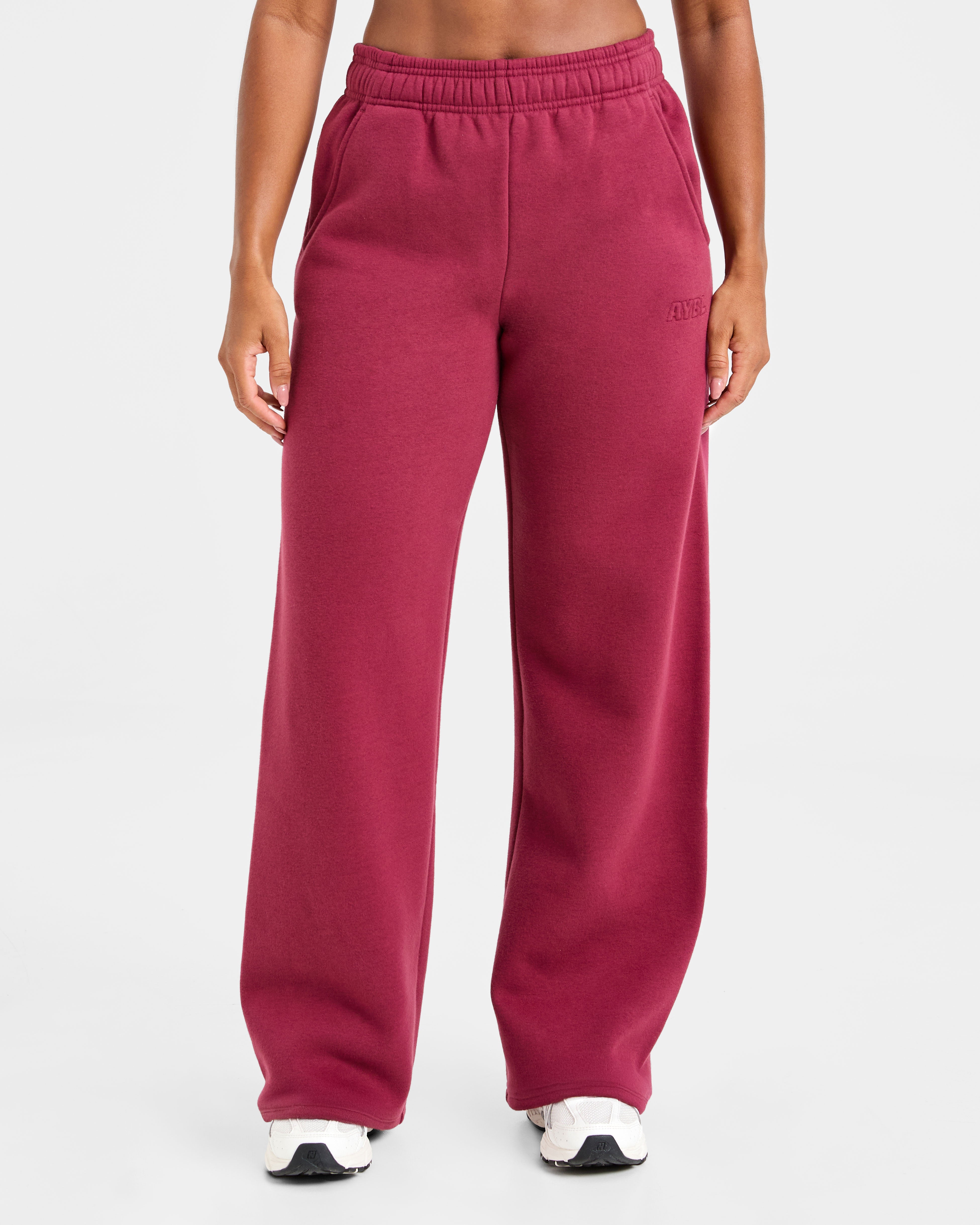 Classic Plush Oversized Straight Leg Joggers - Muted Raspberry