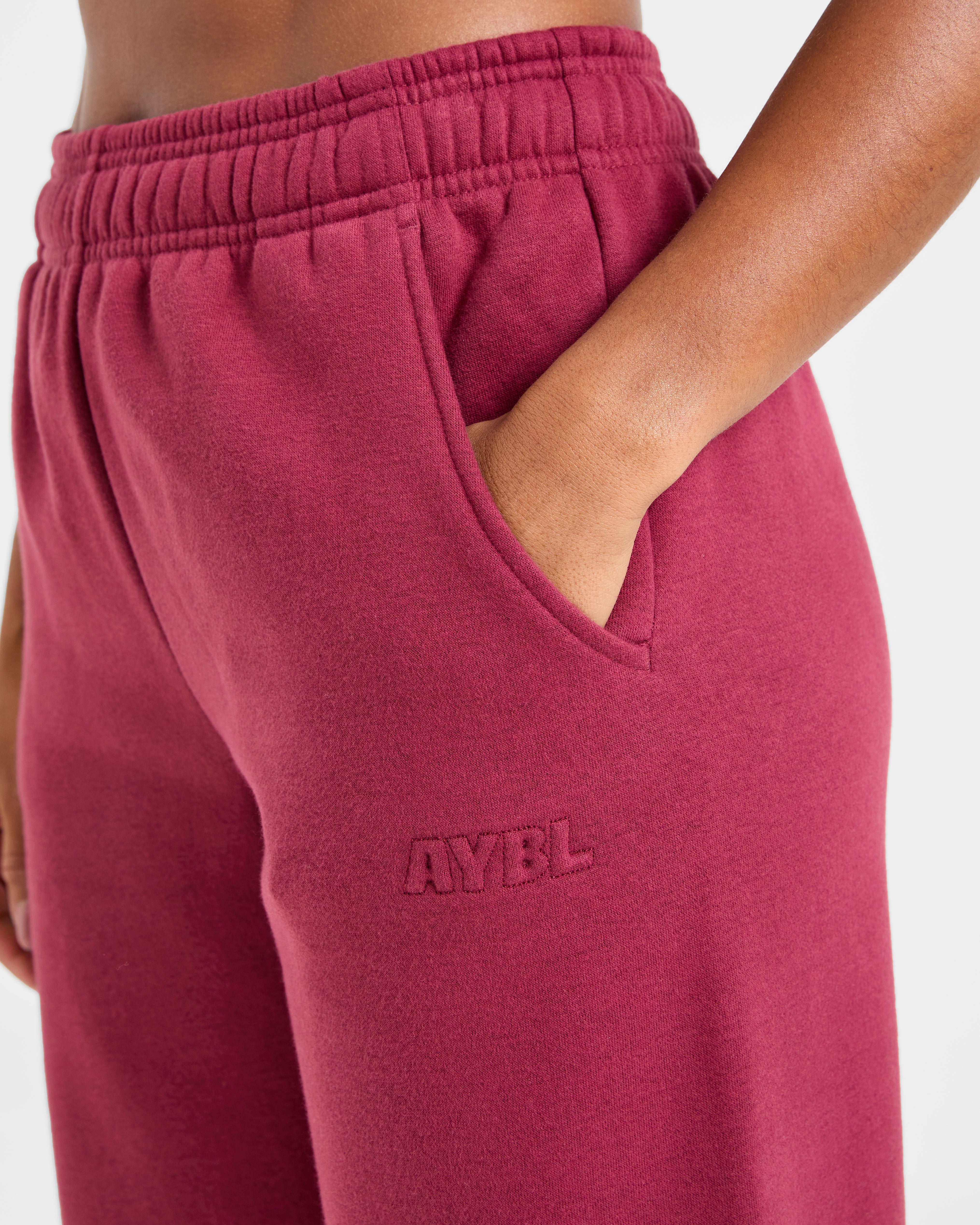 Classic Plush Oversized Straight Leg Joggers - Muted Raspberry