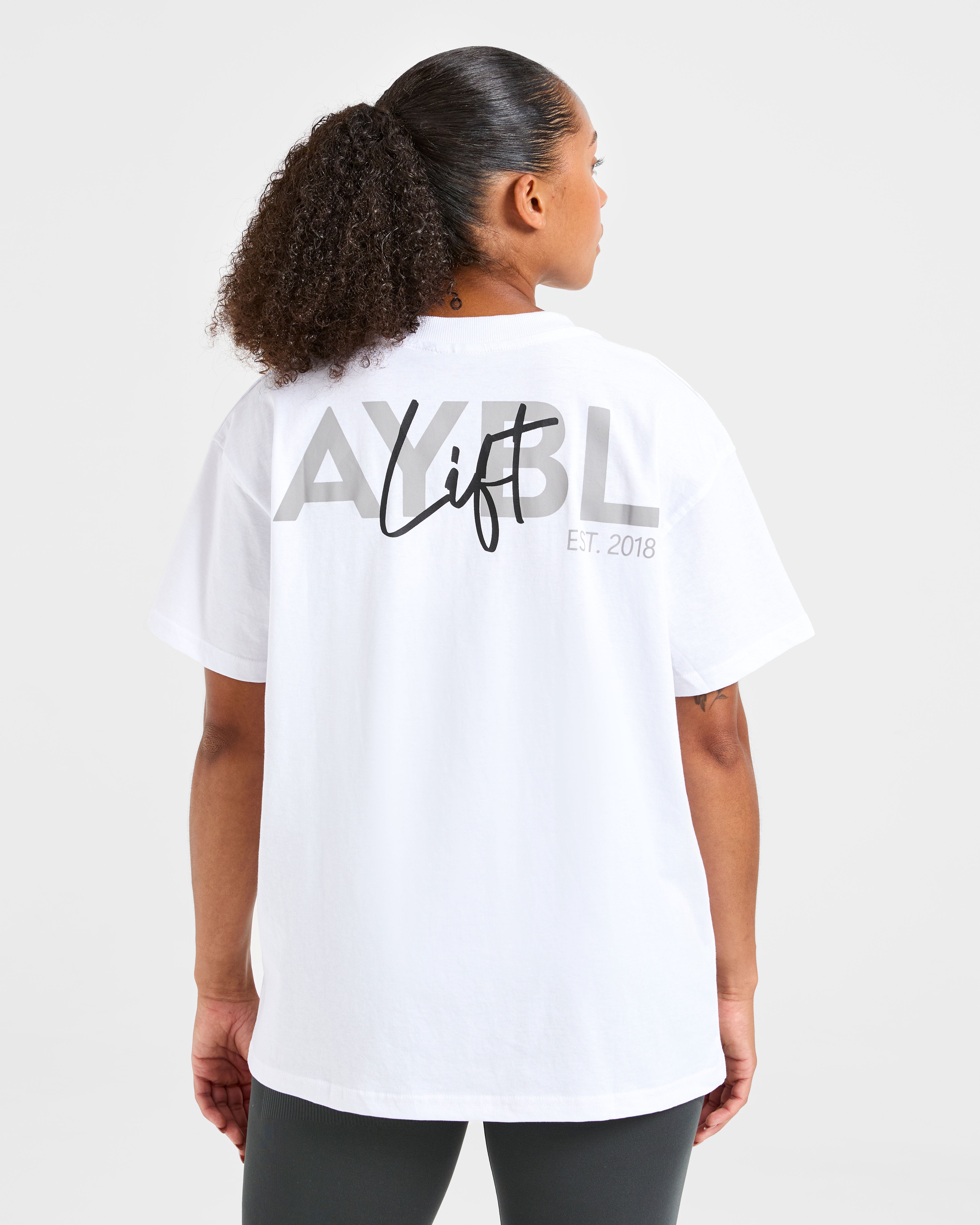 Lift Graphic Oversized T Shirt - Blanc