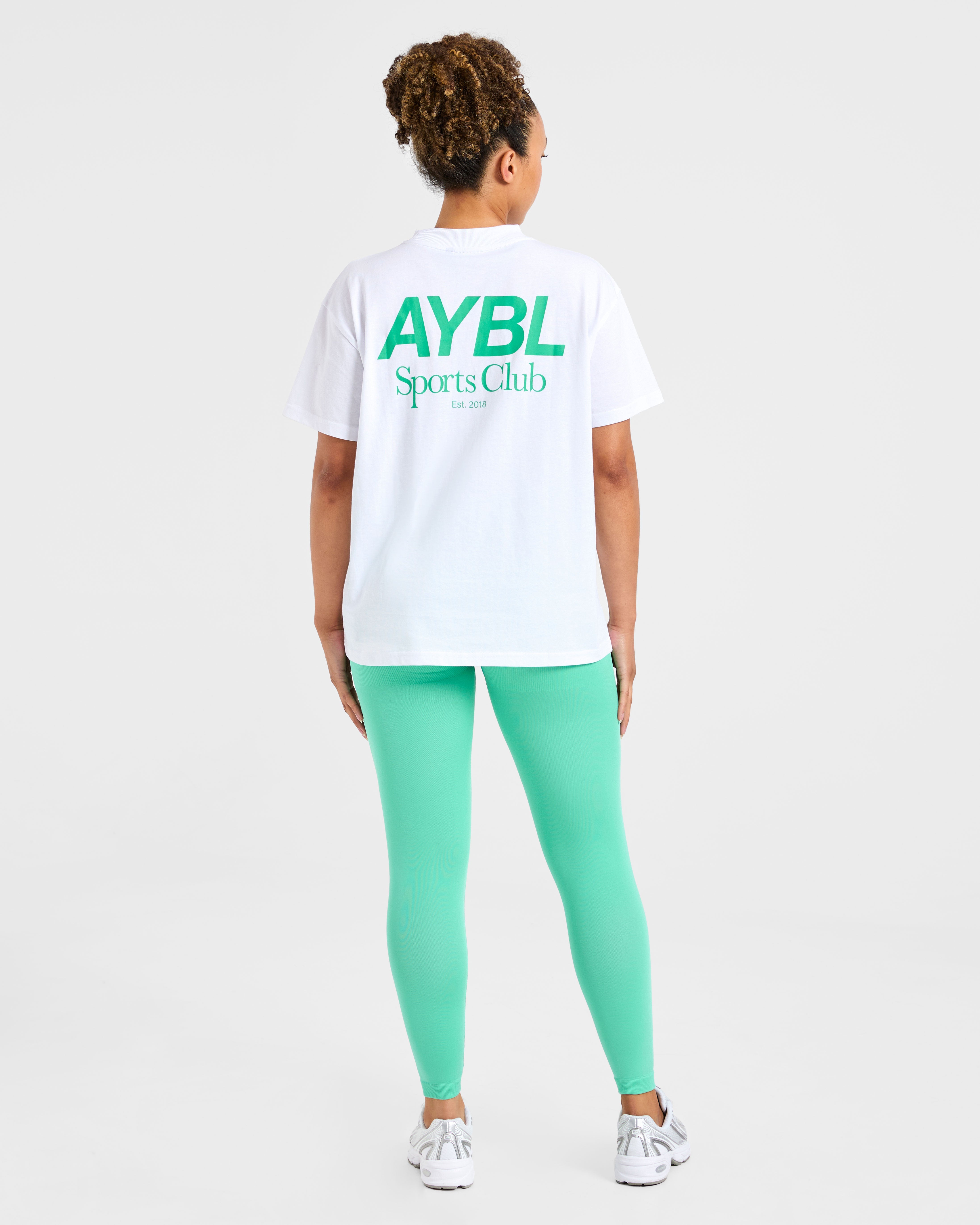 AYBL Sports Club Oversized T Shirt - Blanc/Racing Vert