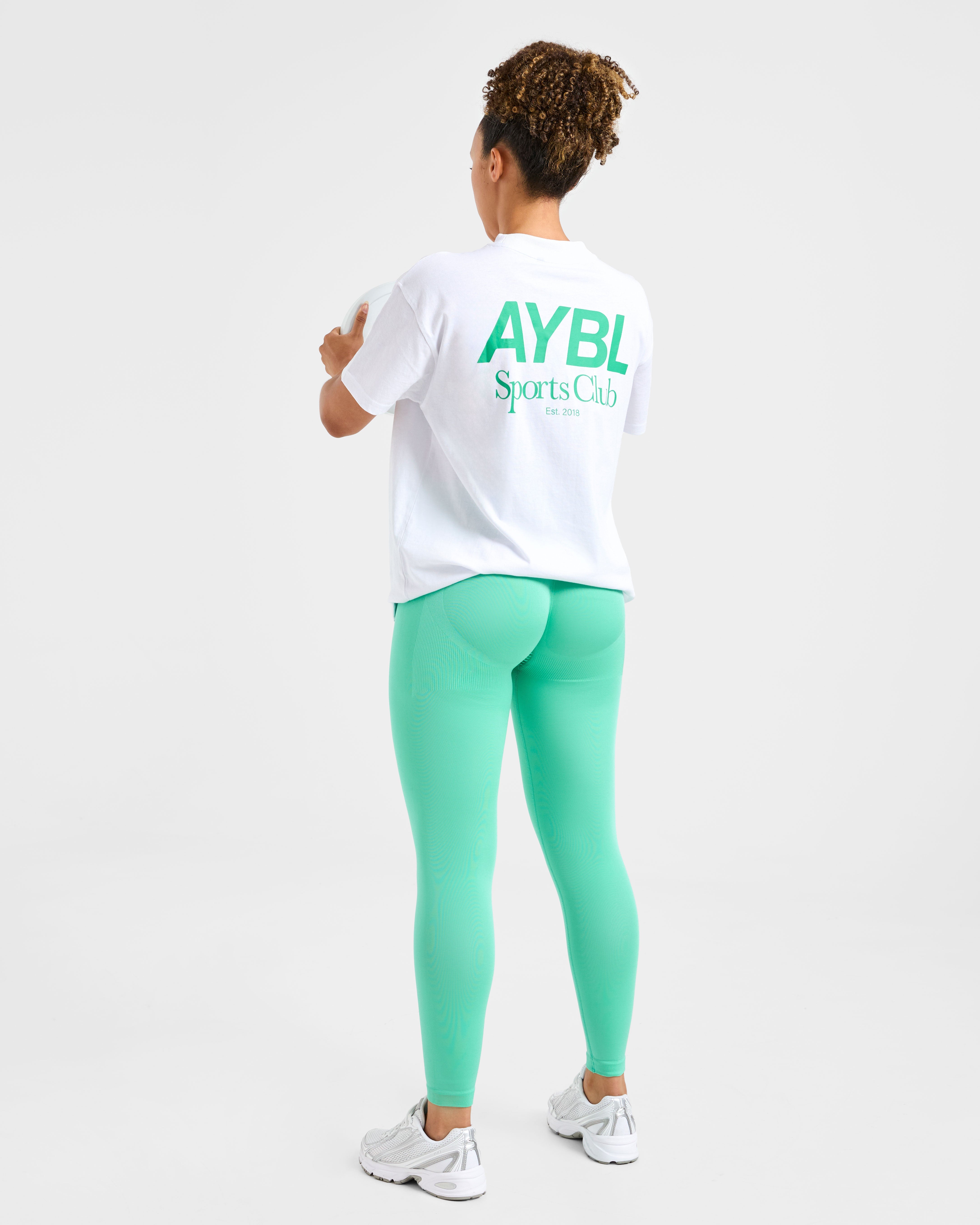 AYBL Sports Club Oversized T Shirt - Blanc/Racing Vert