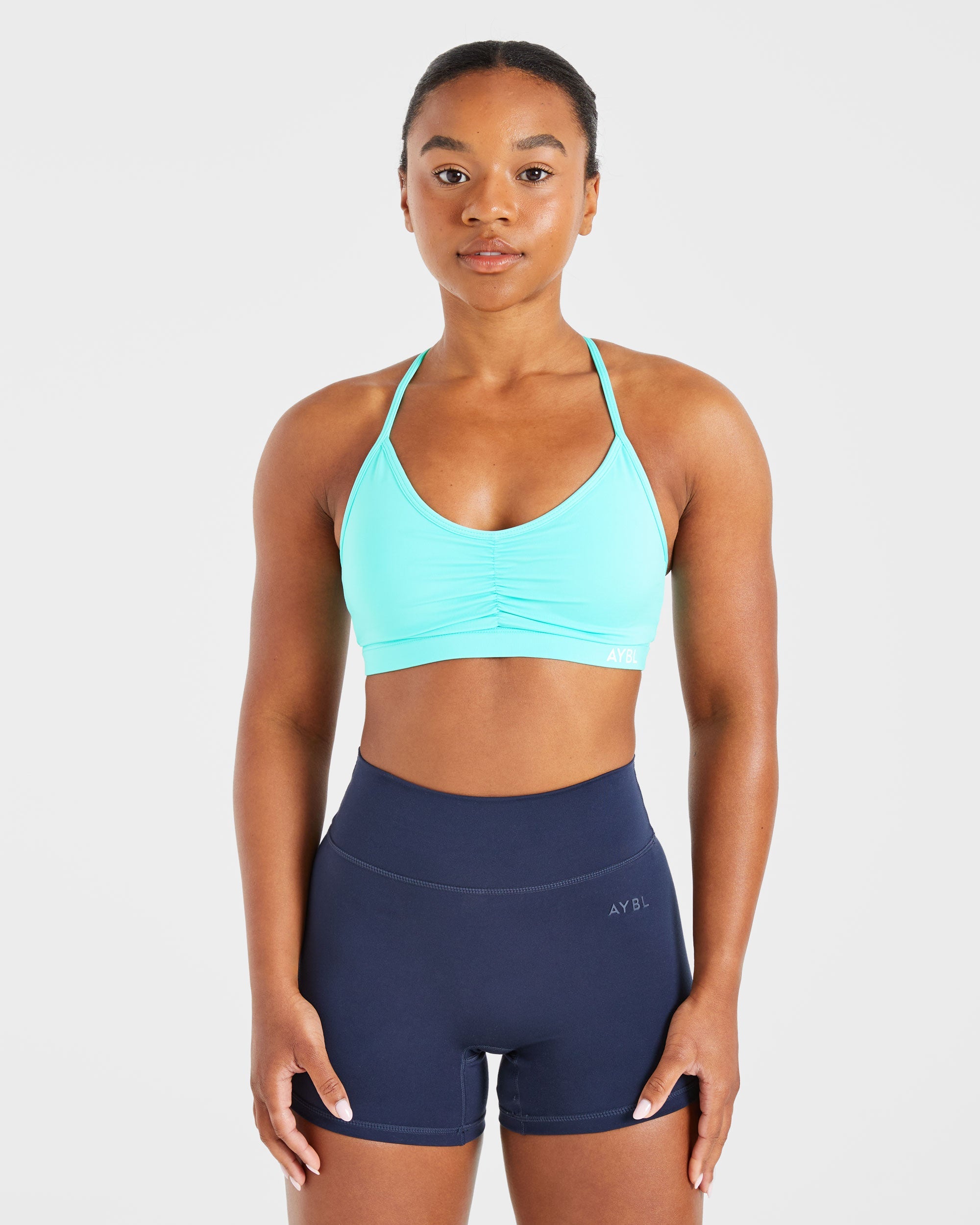 Essential Ruched Sports Bra - Aqua Bleu