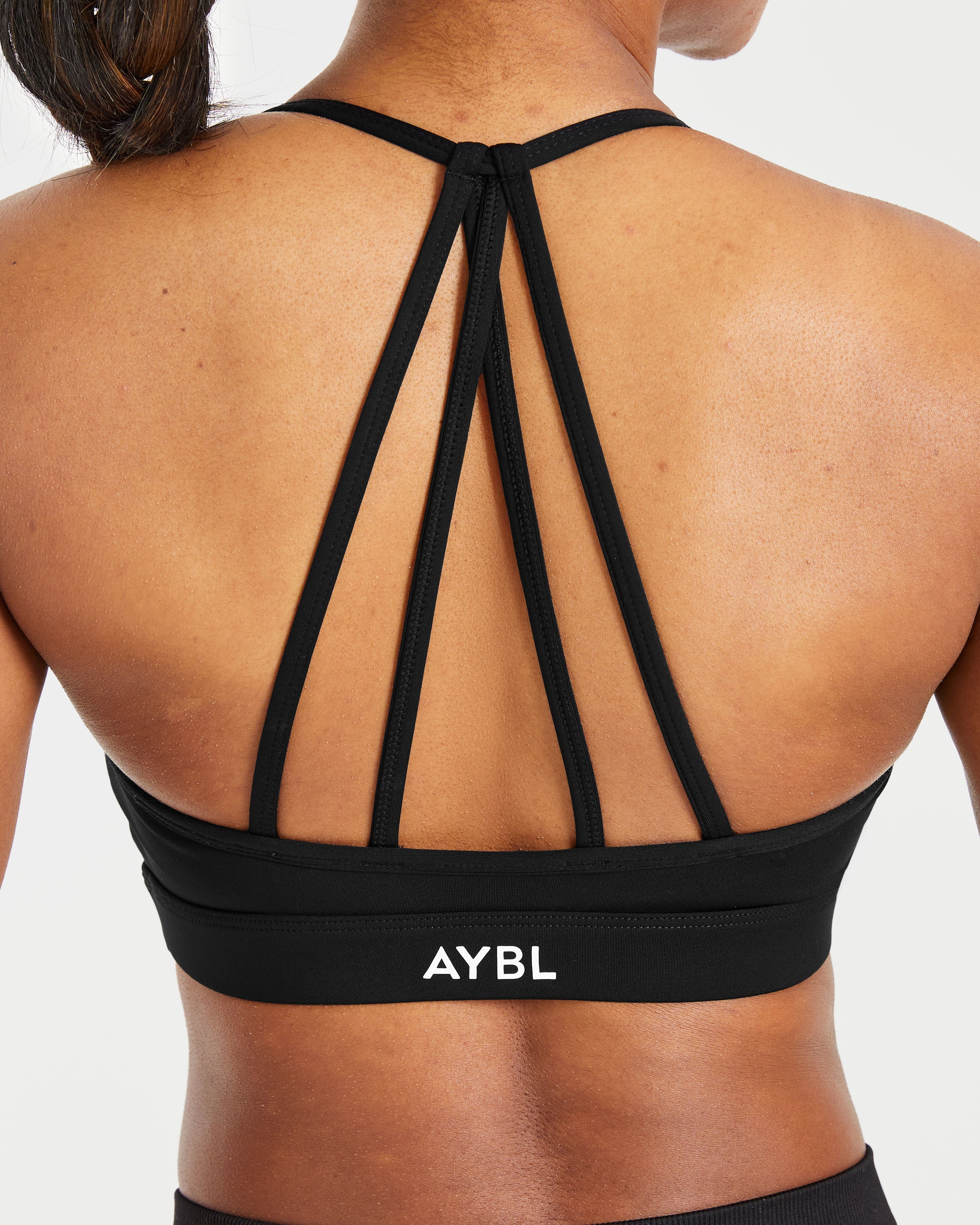 Essential V Neck Strappy Sports Bra - Noir