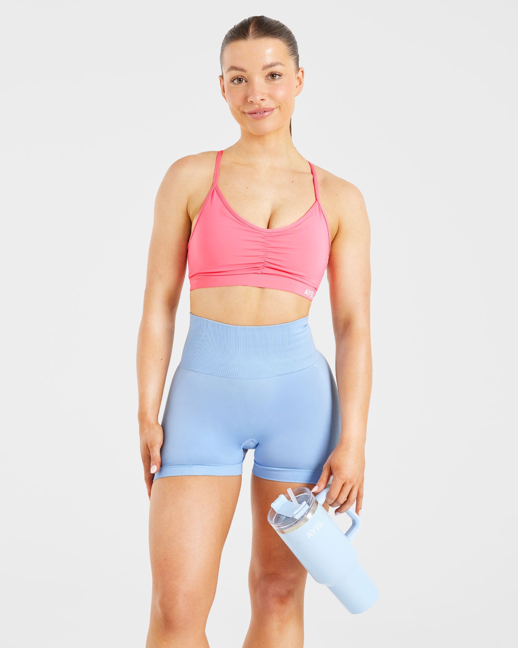 Essential Ruched Sports Bra - Coral Rose