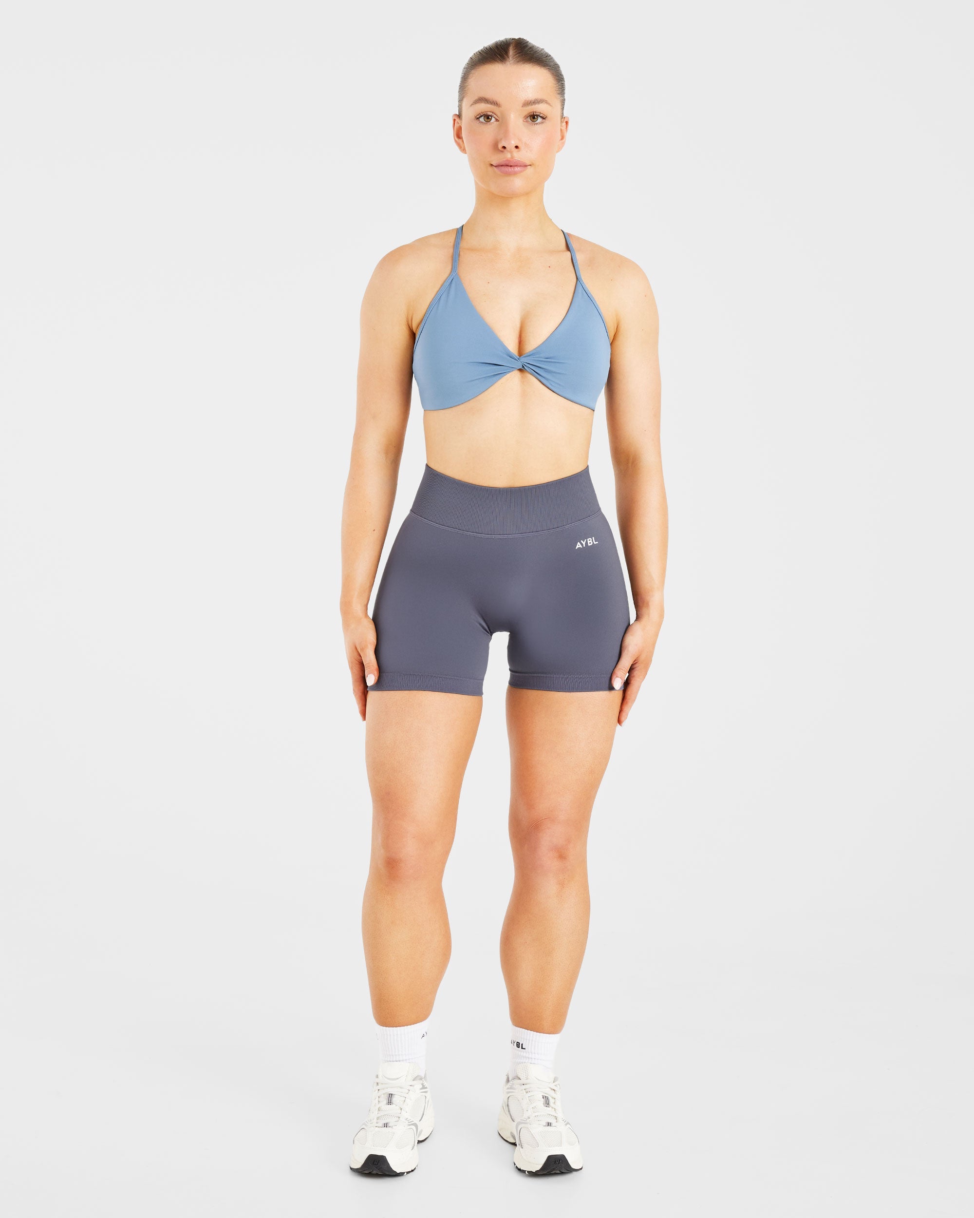 Essential Twist Crossback Sports Bra - Slate Bleu