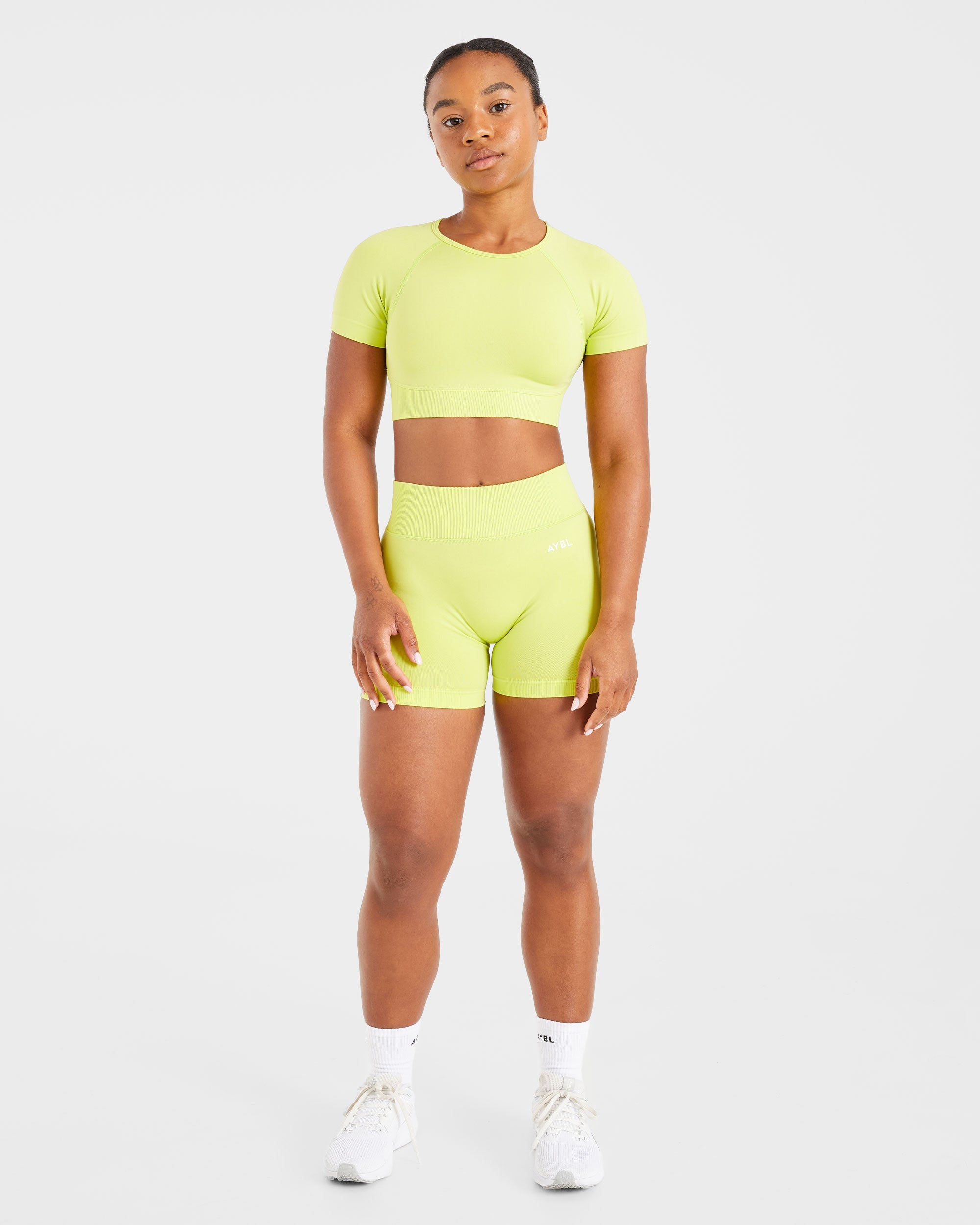 Adapt Seamless Crop Top - Lime Vert