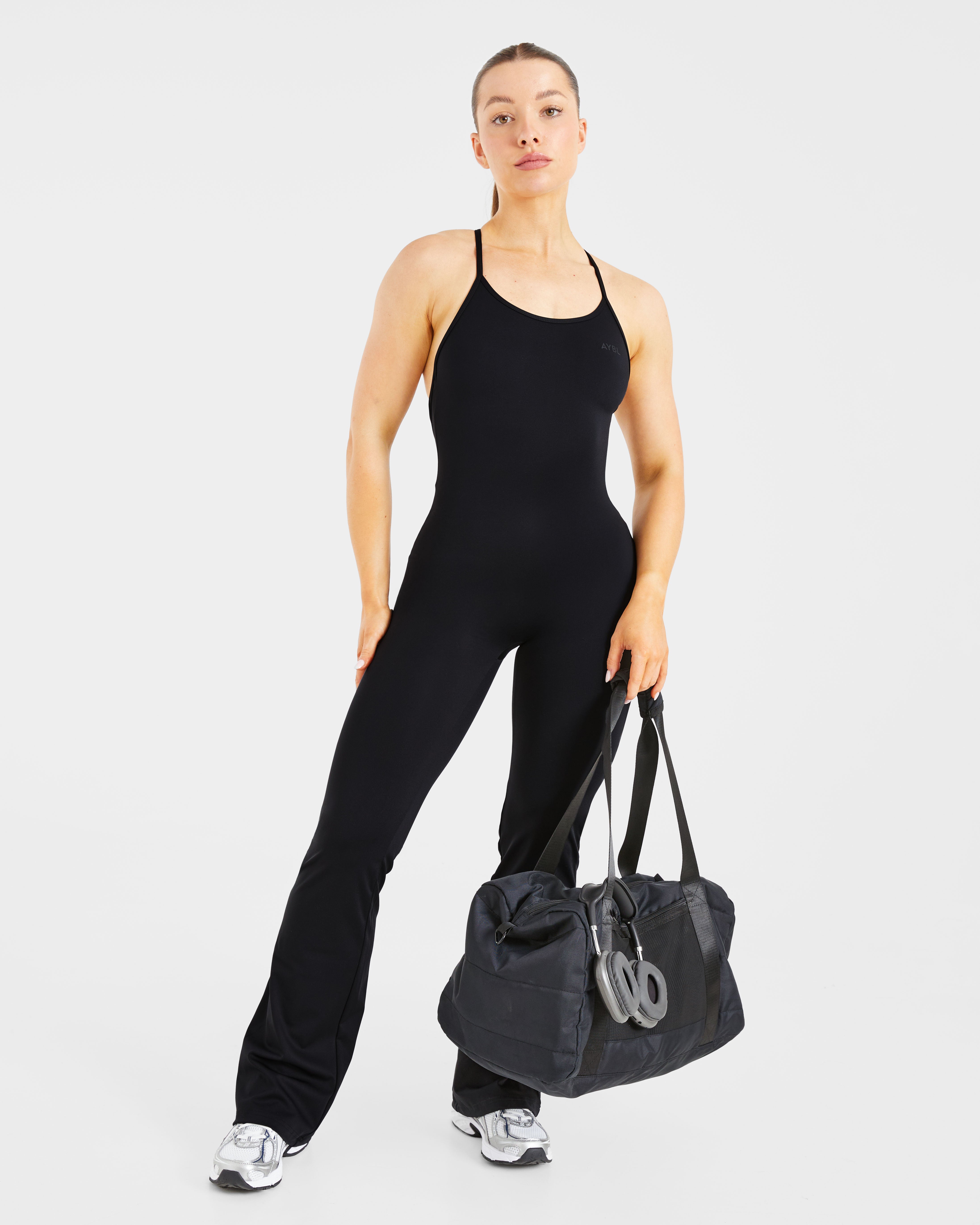 Sculpt Backless Flared All In One - Noir