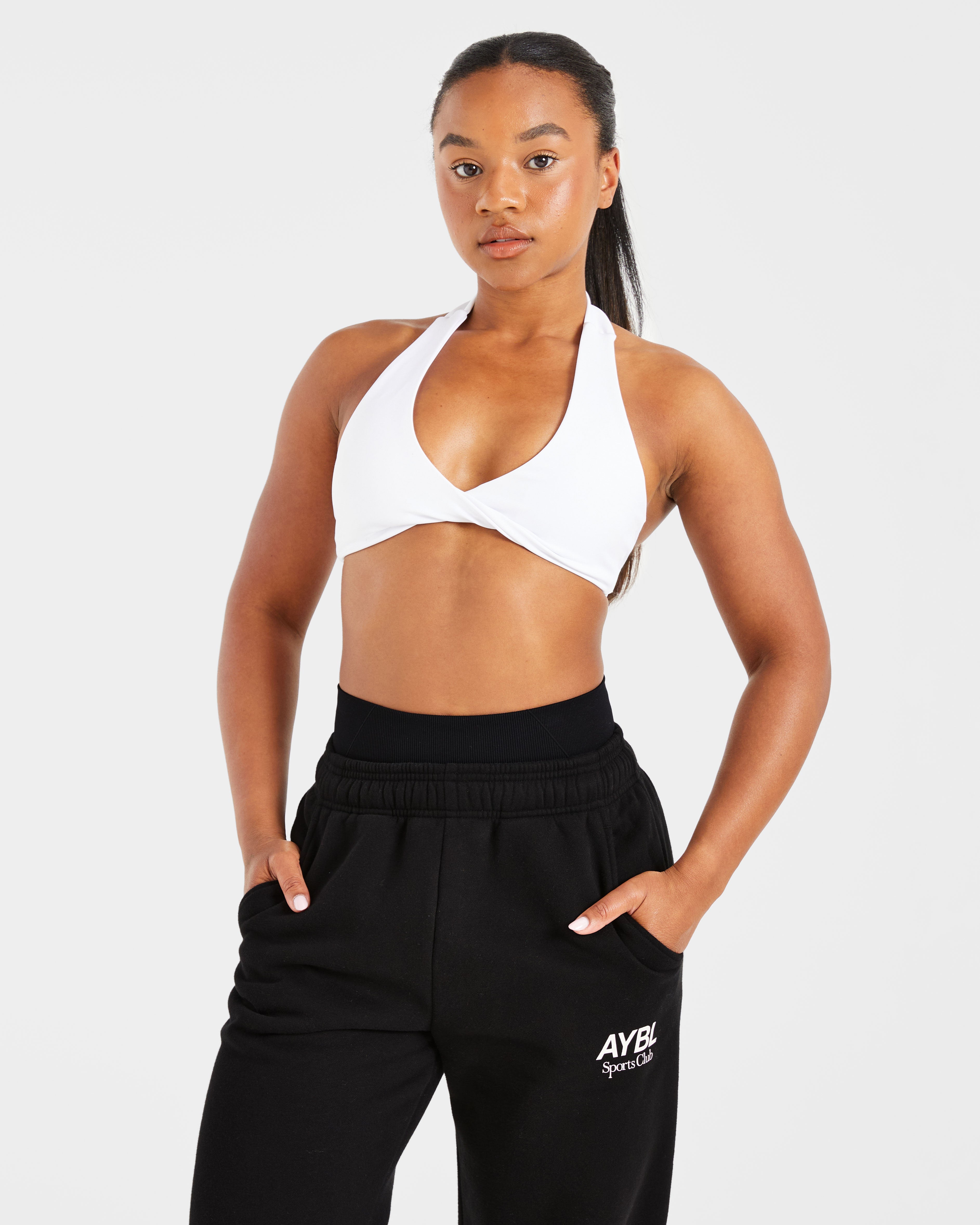 Essential Halterneck Sports Bra - Blanc