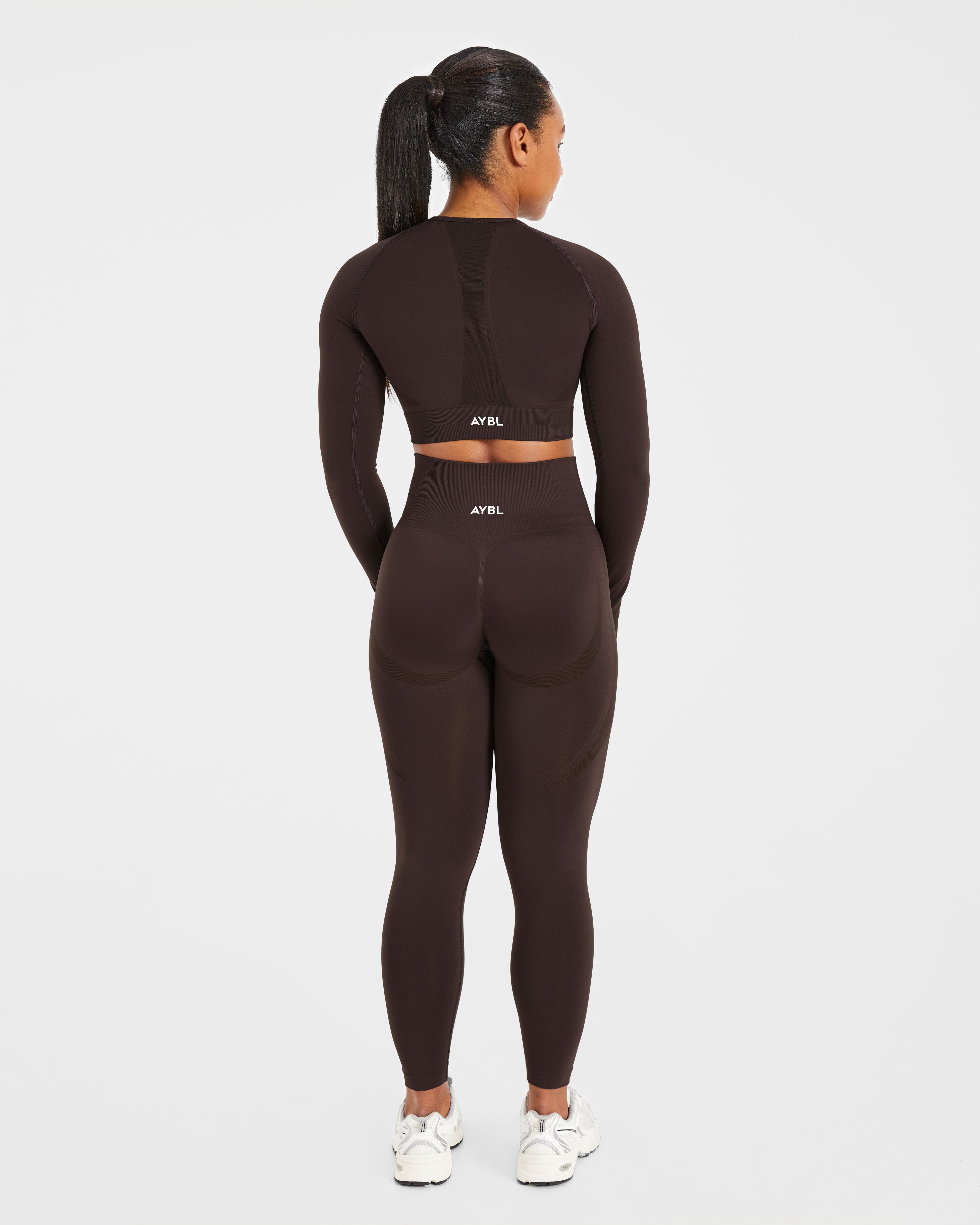Empower Seamless Long Sleeve Crop Top - Cocoa Marron