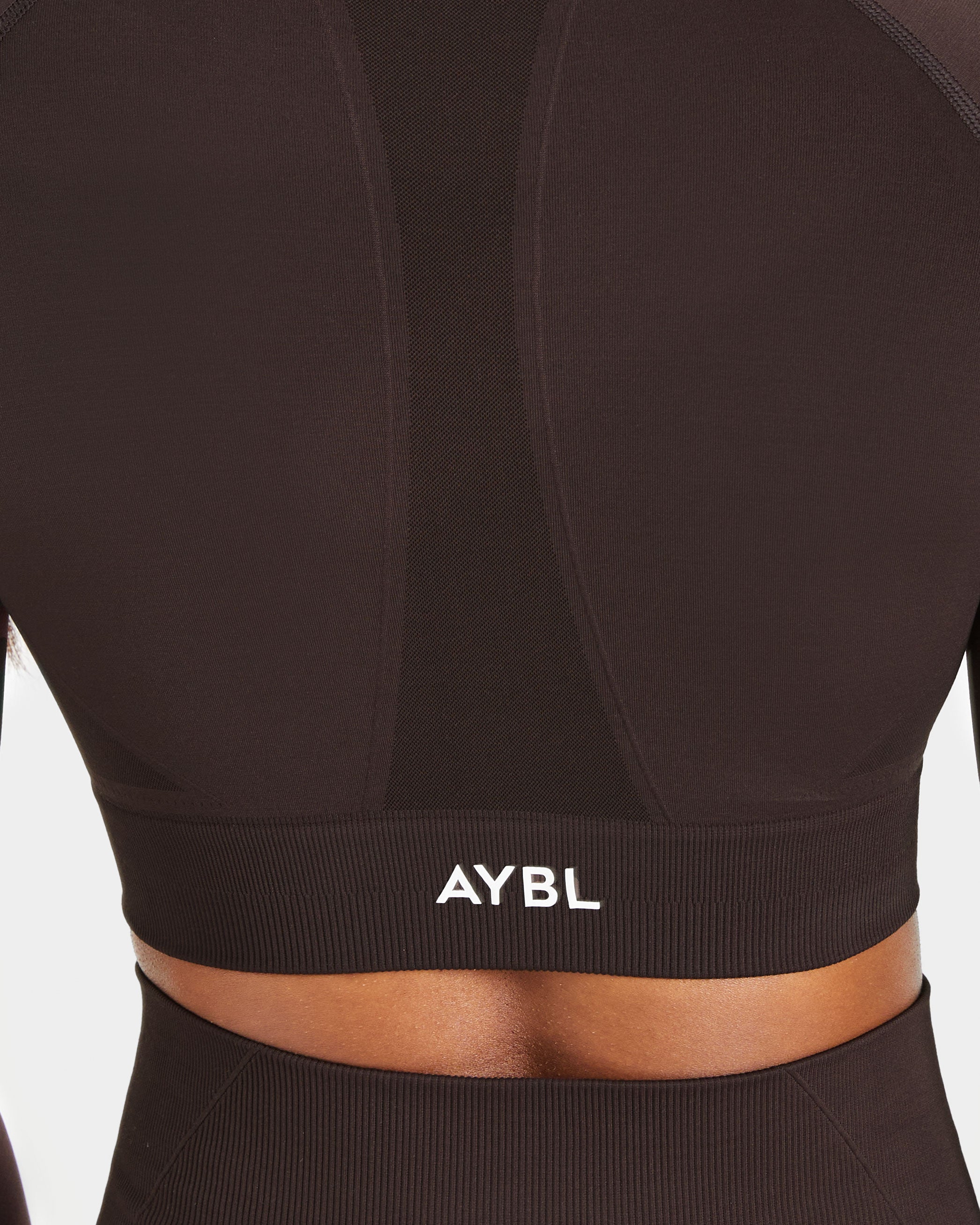 Empower Seamless Long Sleeve Crop Top - Cocoa Marron