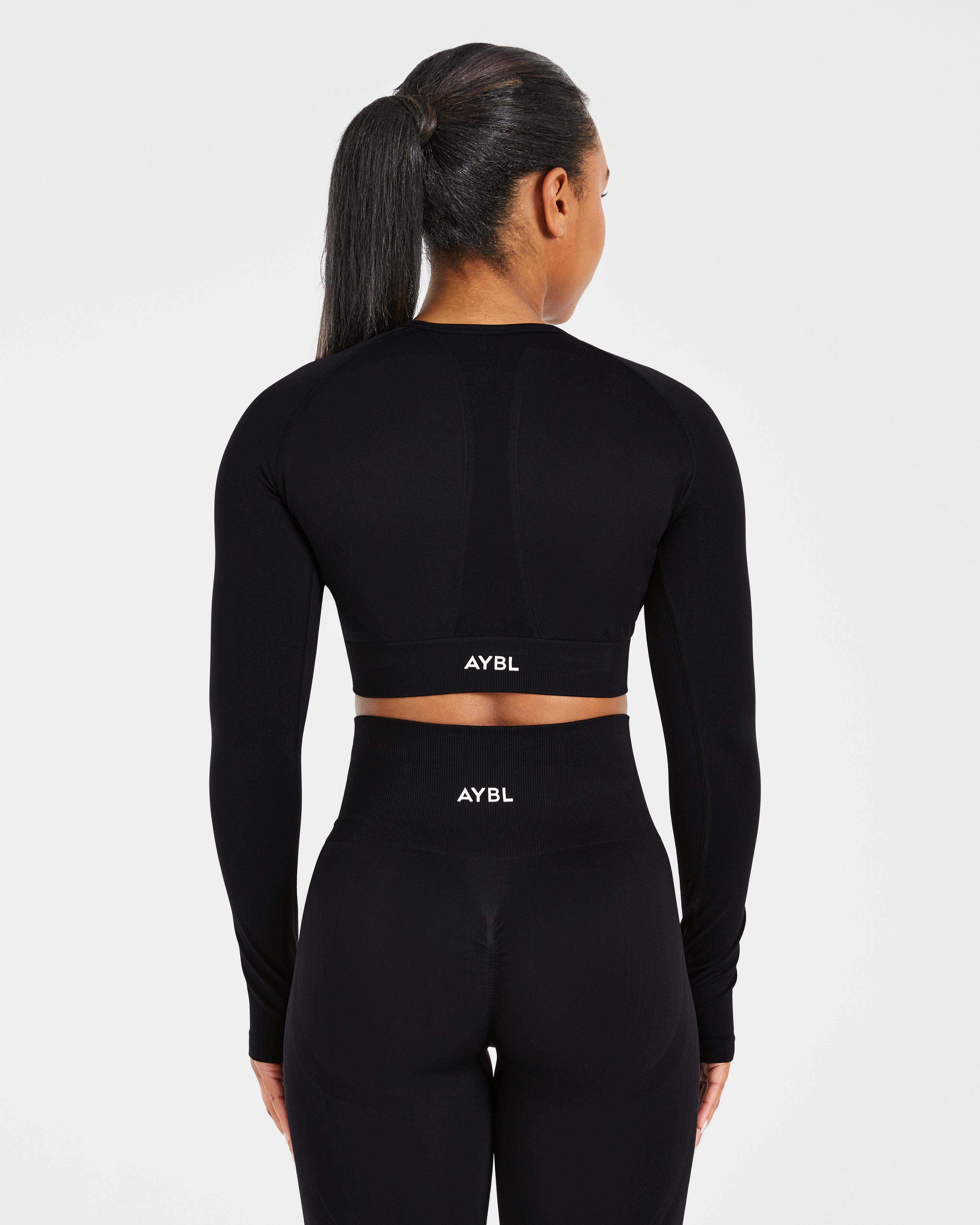 Empower Seamless Long Sleeve Crop Top - Noir
