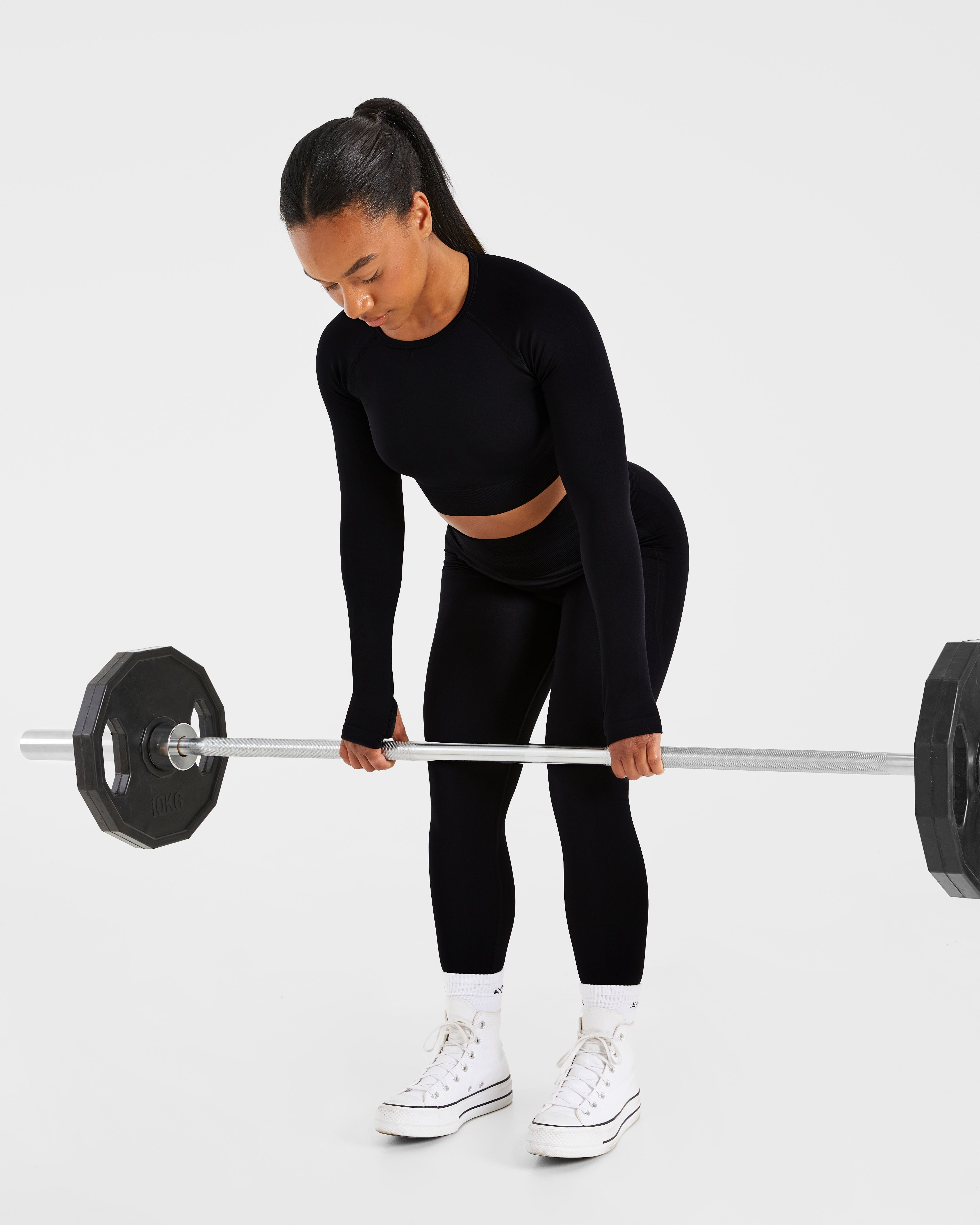 Empower Seamless Long Sleeve Crop Top - Noir