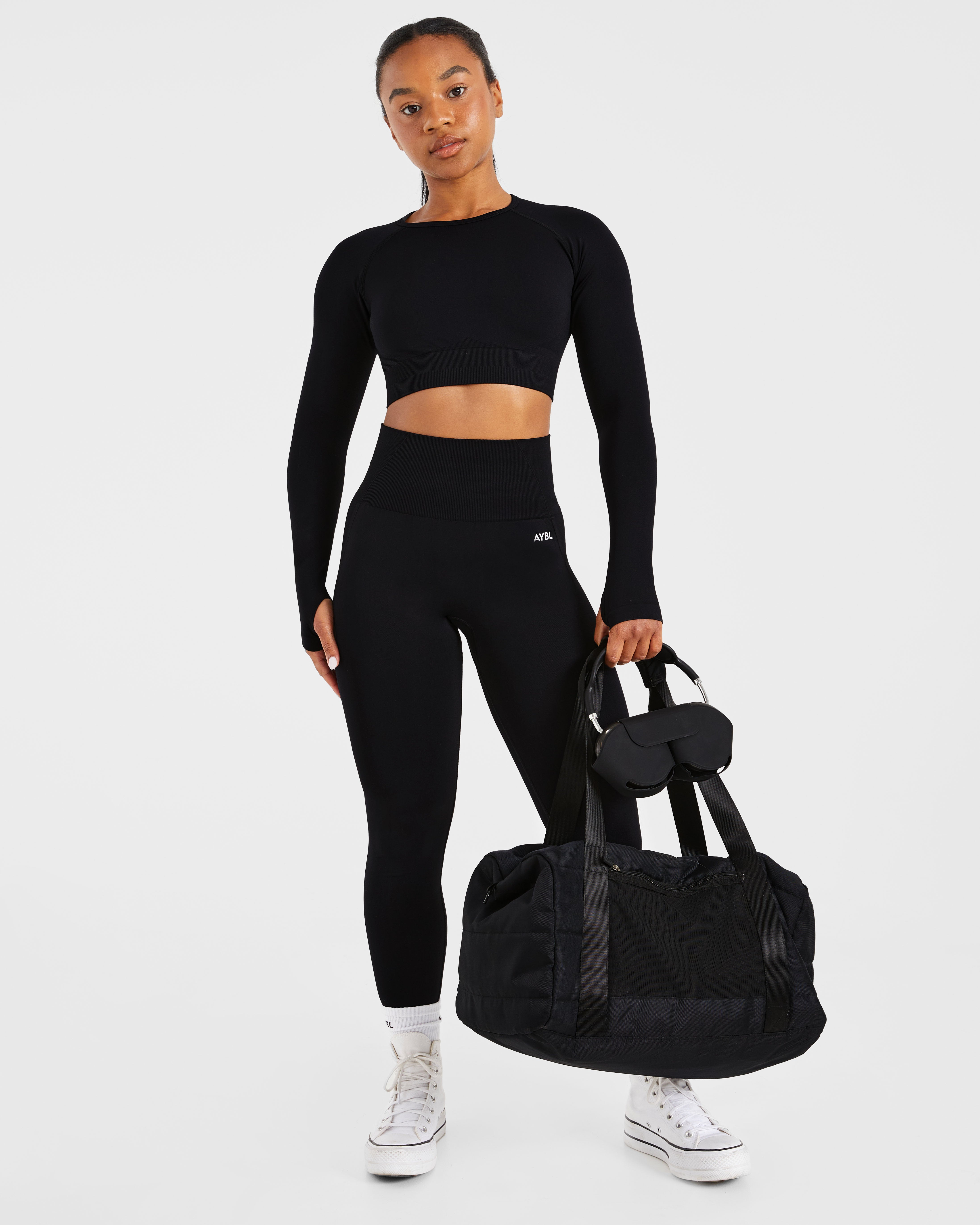 Empower Seamless Long Sleeve Crop Top - Noir