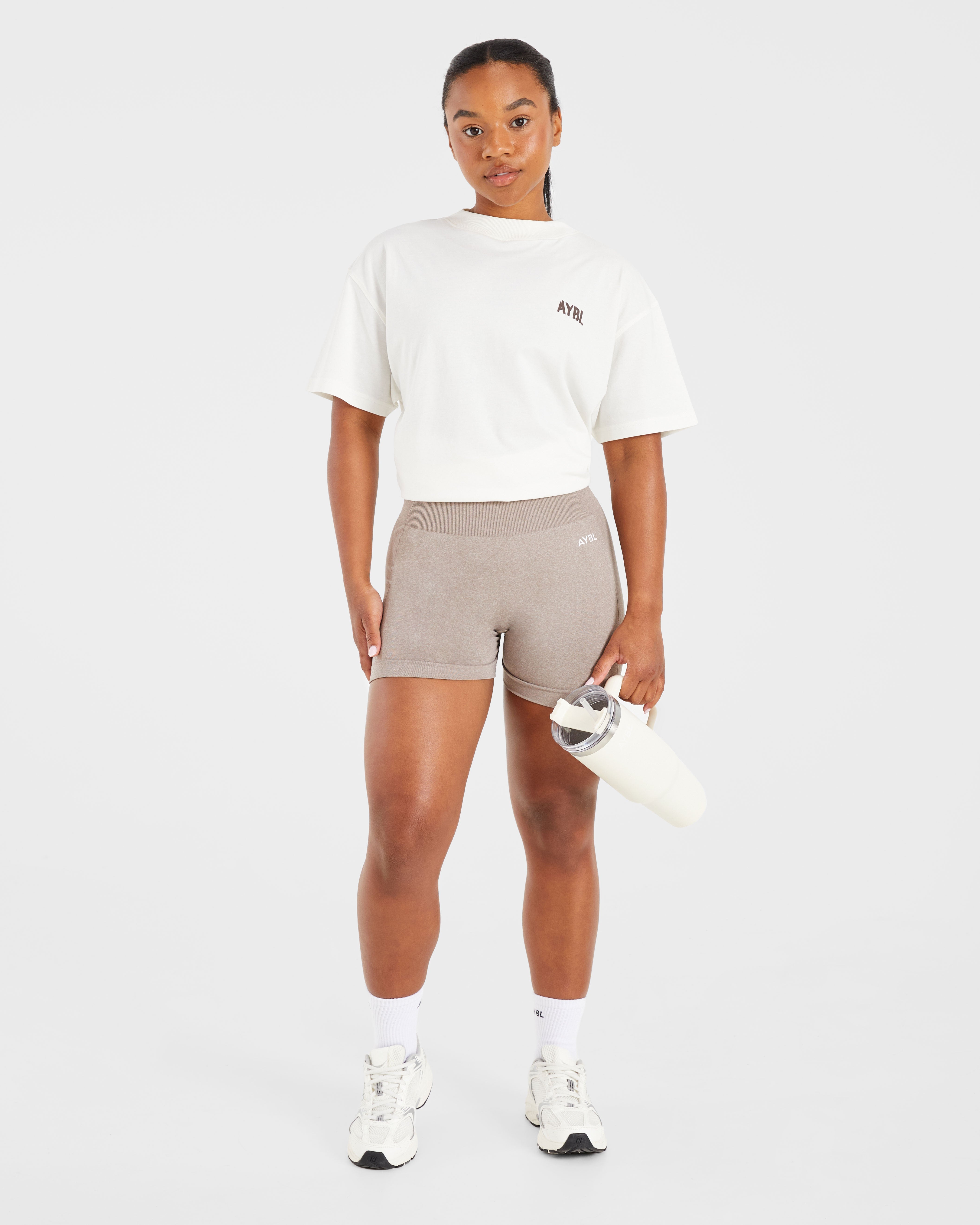Athletics Strength Club Oversized T Shirt - Off White/Brown