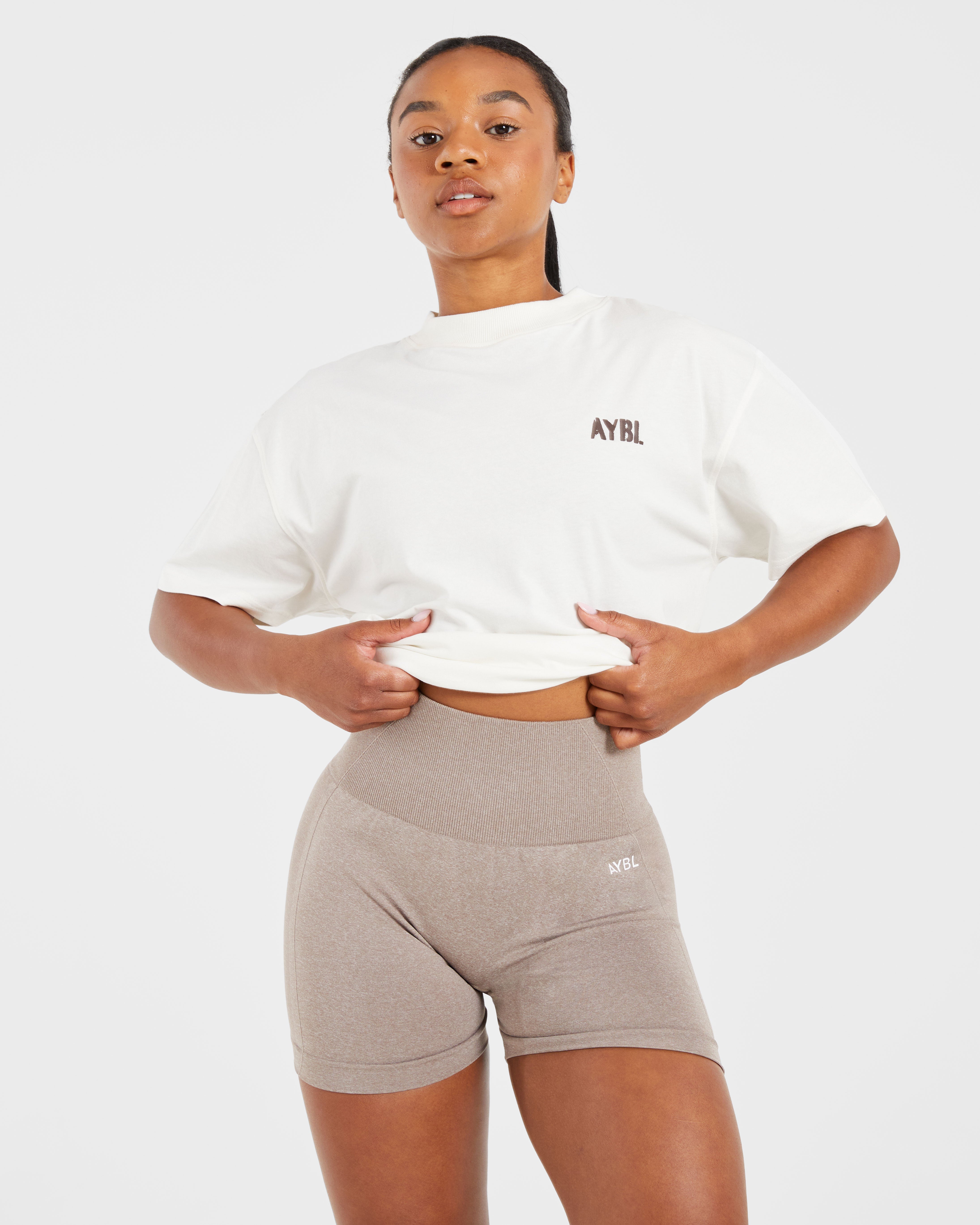 Athletics Strength Club Oversized T Shirt - Off White/Brown
