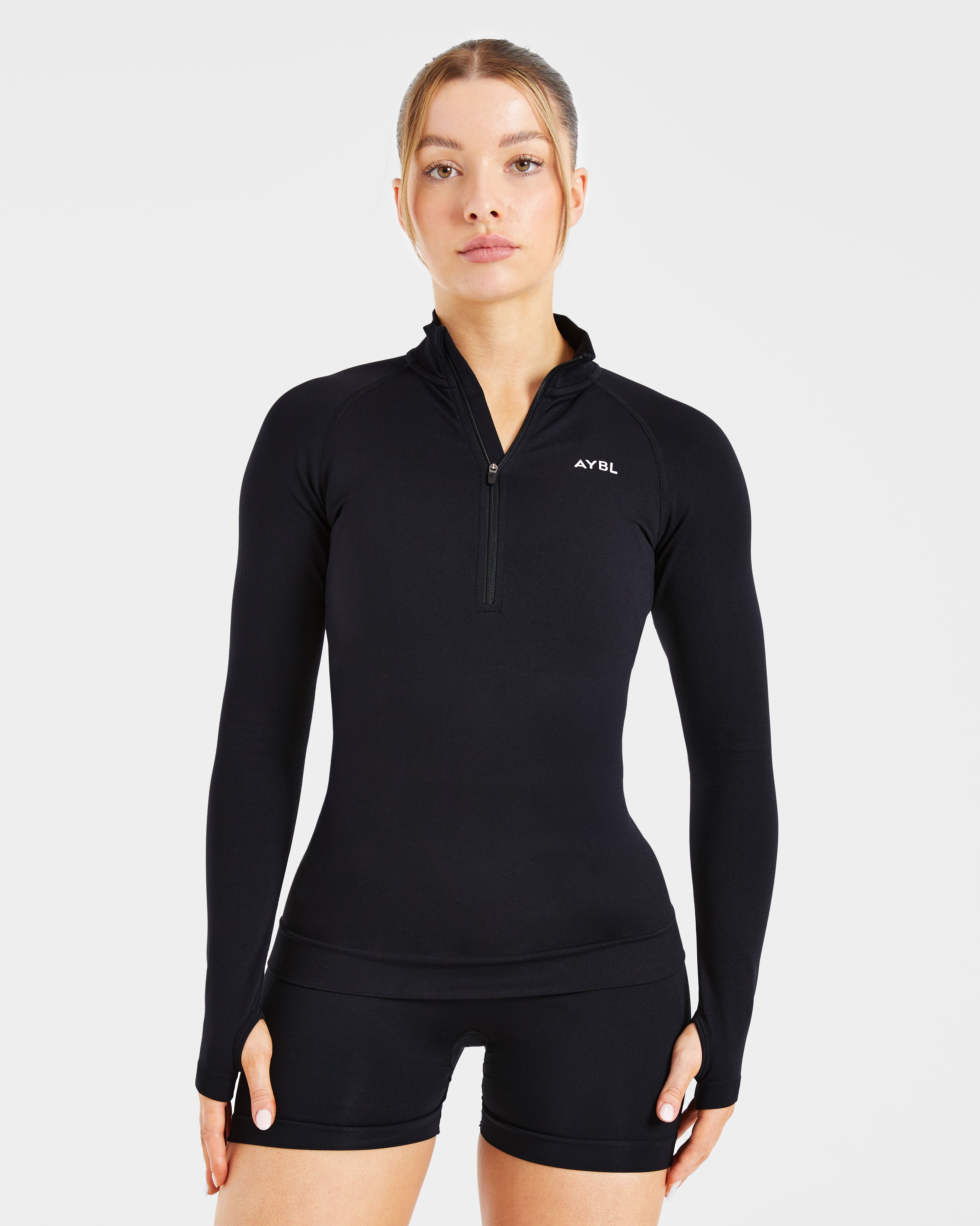 Essential Seamless 1/2 Zip Pullover - Noir