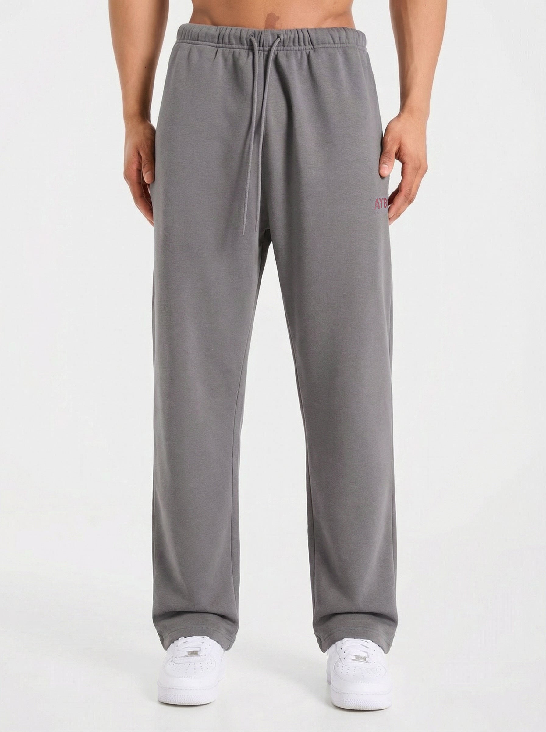 Strength Division Oversized Straight Leg Joggers - Charcoal/Rouge