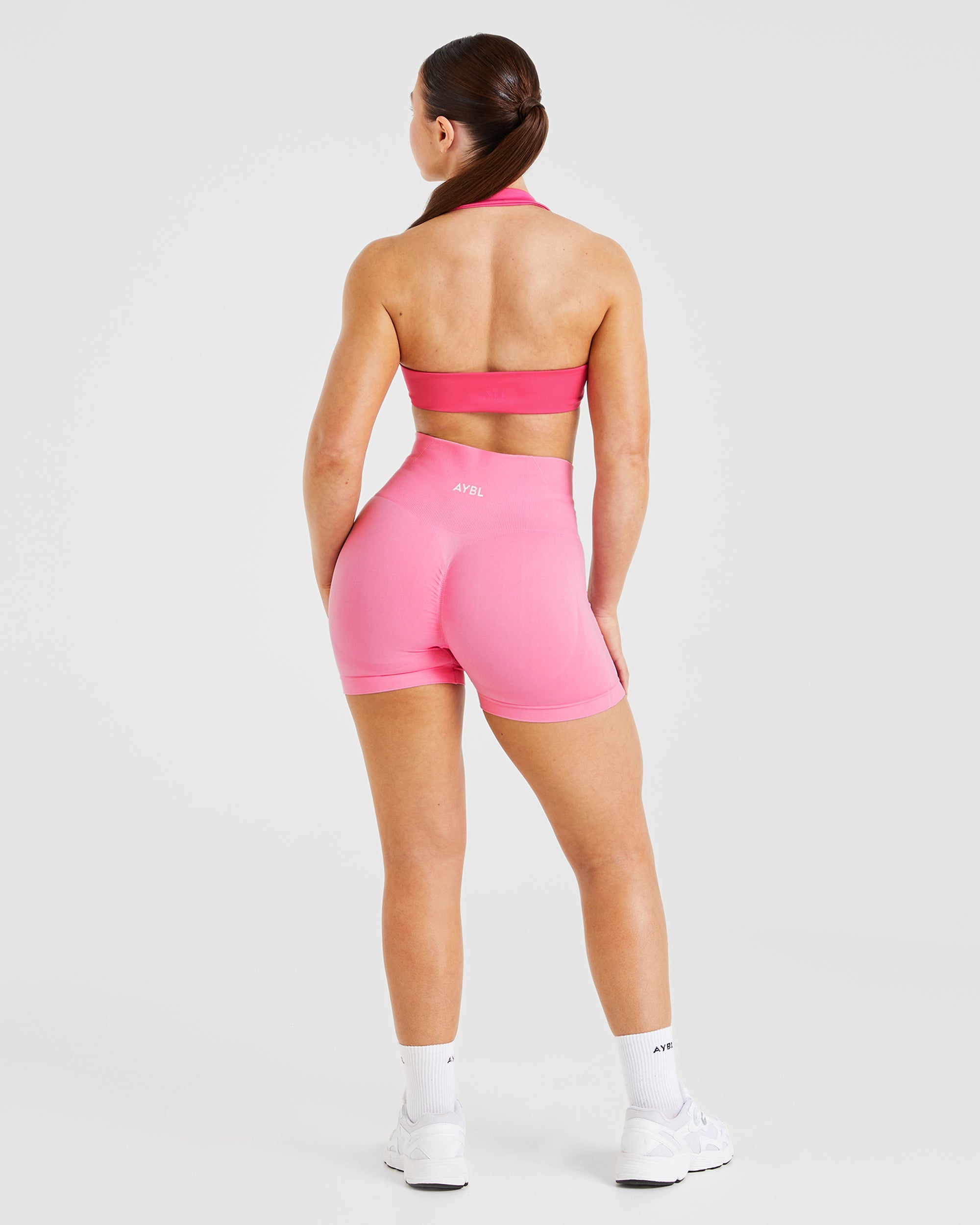 Essential Halterneck Sports Bra - Hot Rose
