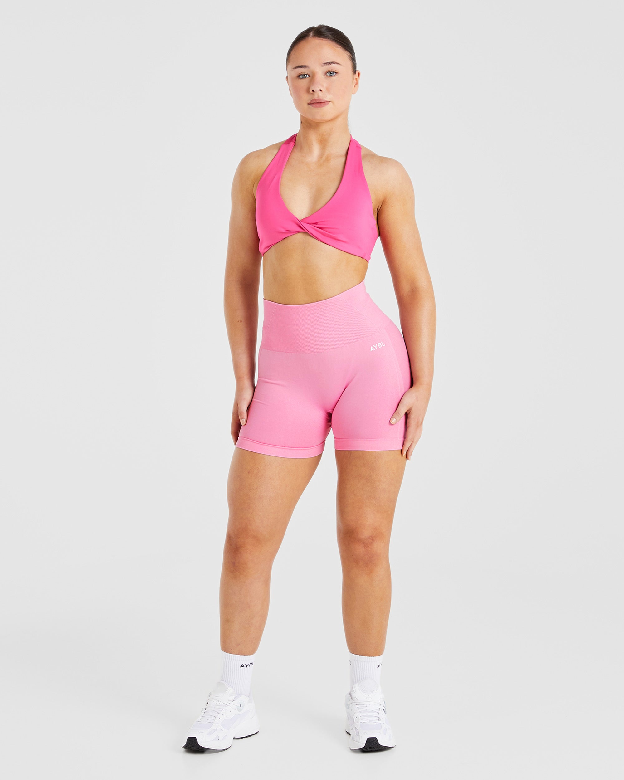Essential Halterneck Sports Bra - Hot Rose