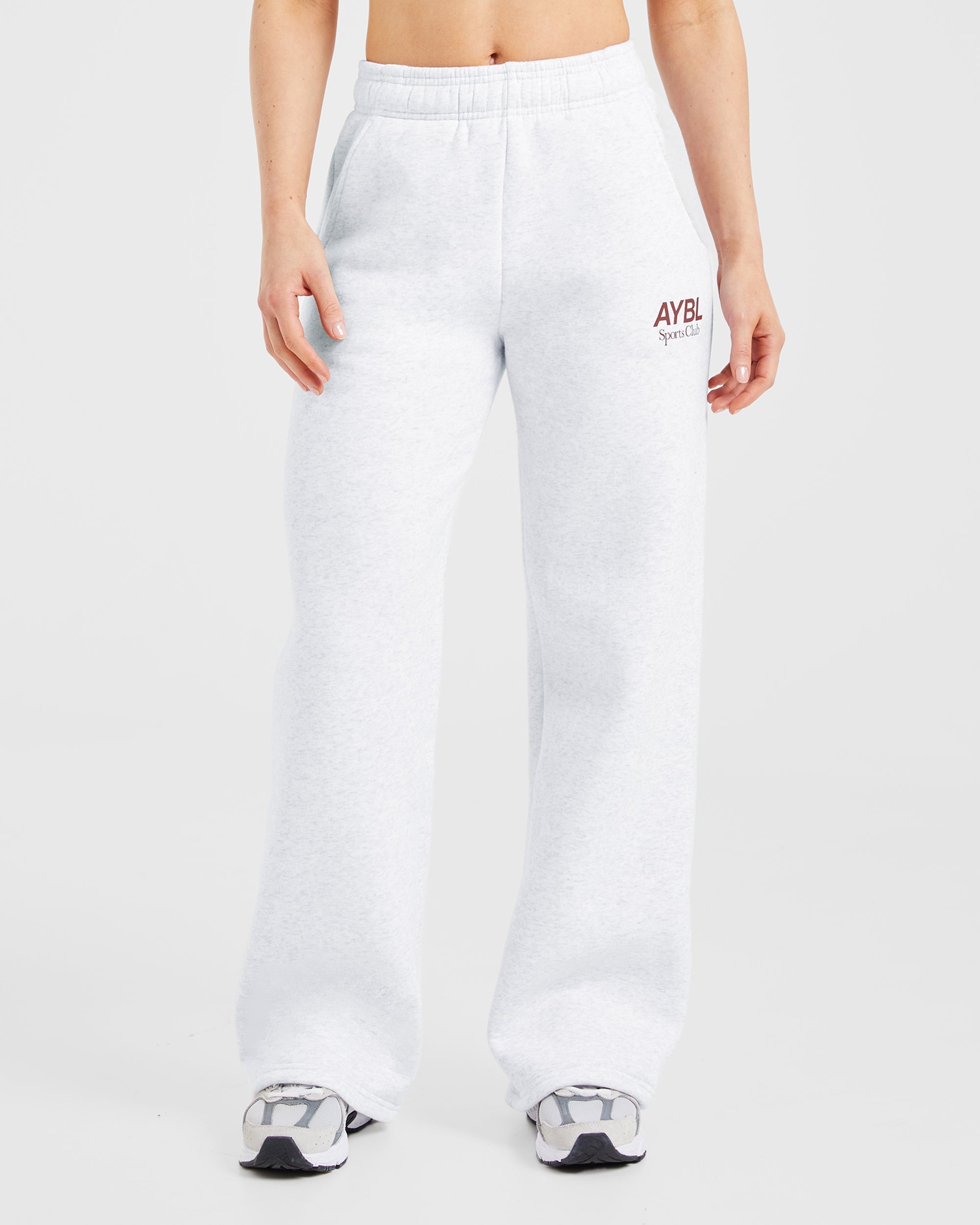 AYBL Sports Club Oversized Straight Leg Joggers - Gris Marl/Burgundy