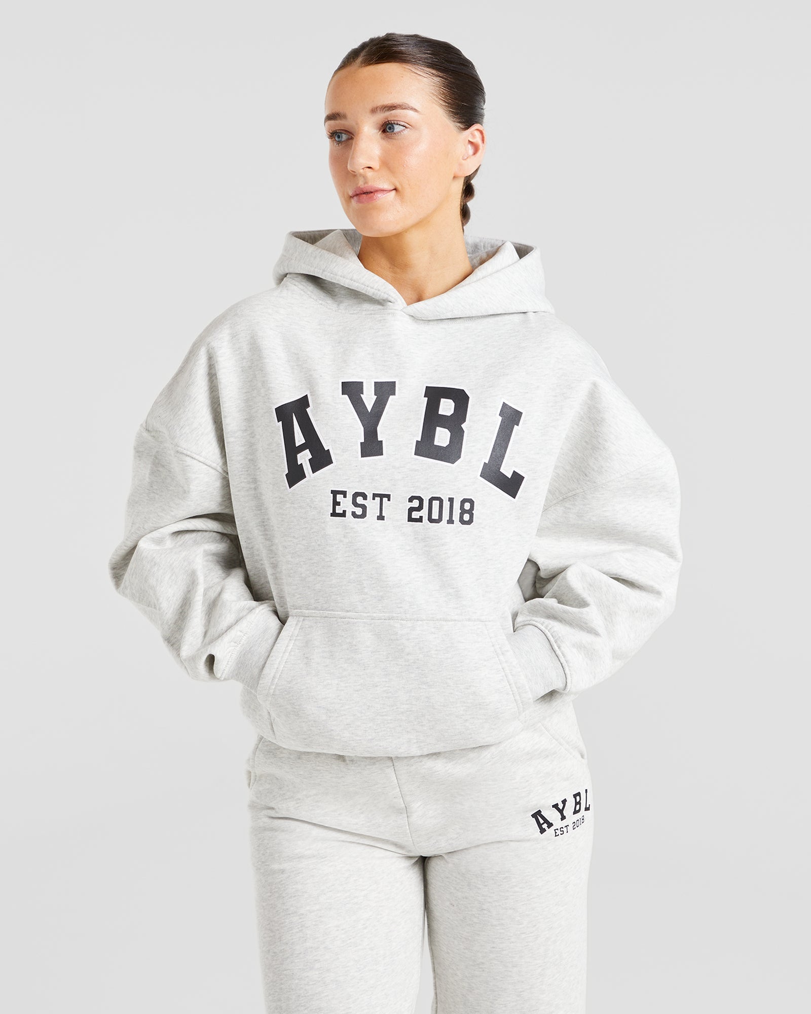 Varsity Graphic Oversized Hoodie - Gris Marl