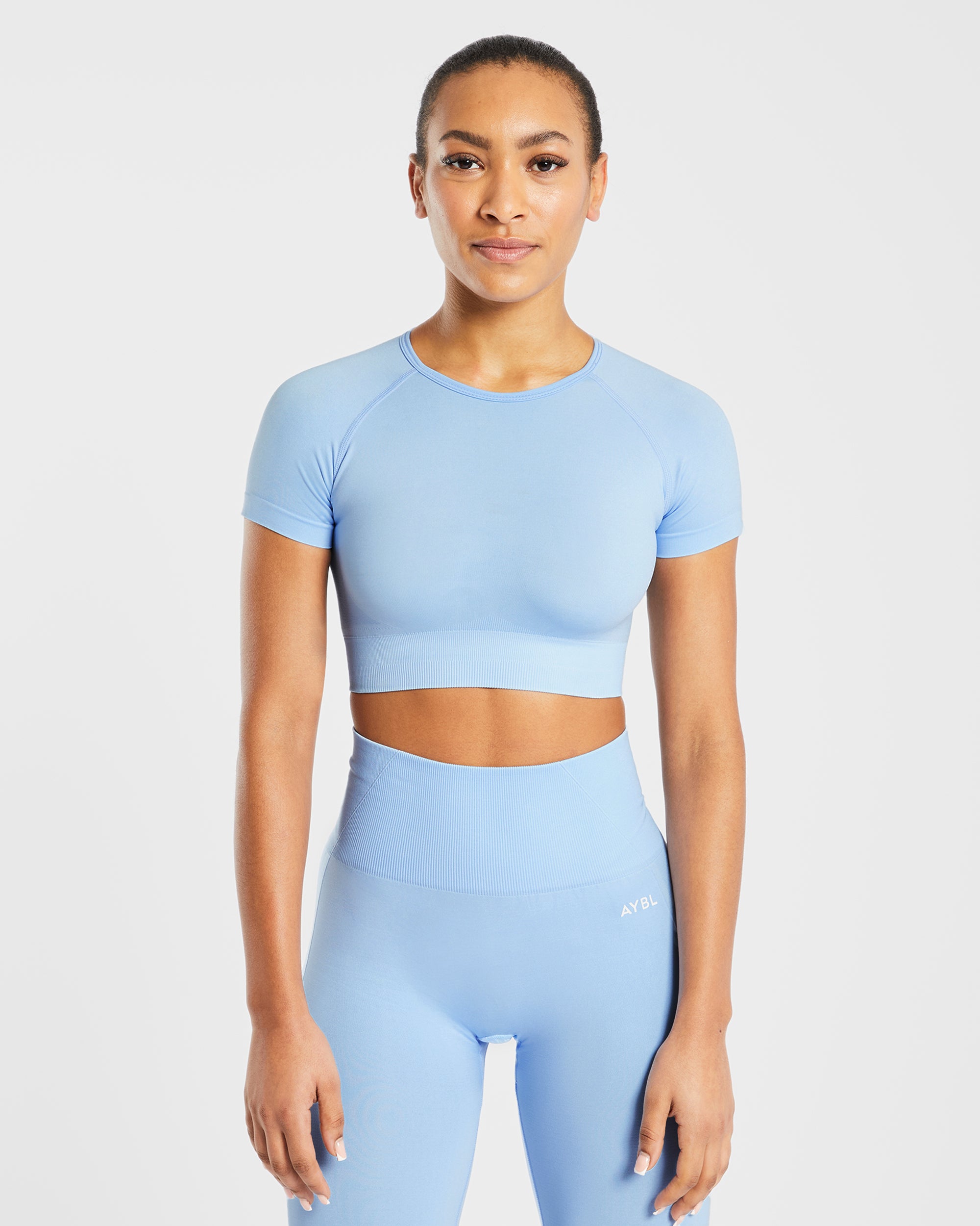Empower Seamless Crop Top - Sky Bleu