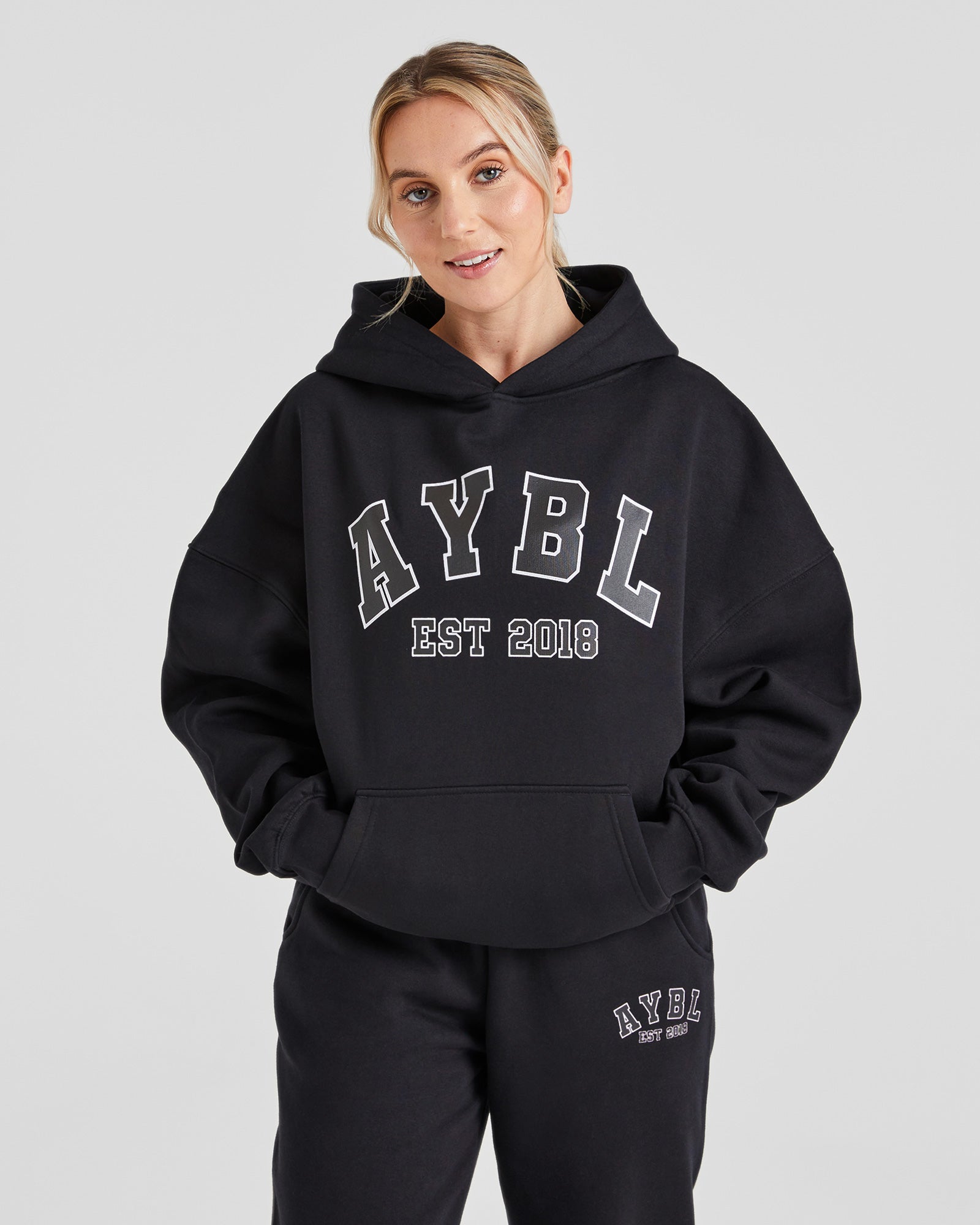 Varsity Graphic Oversized Hoodie - Noir