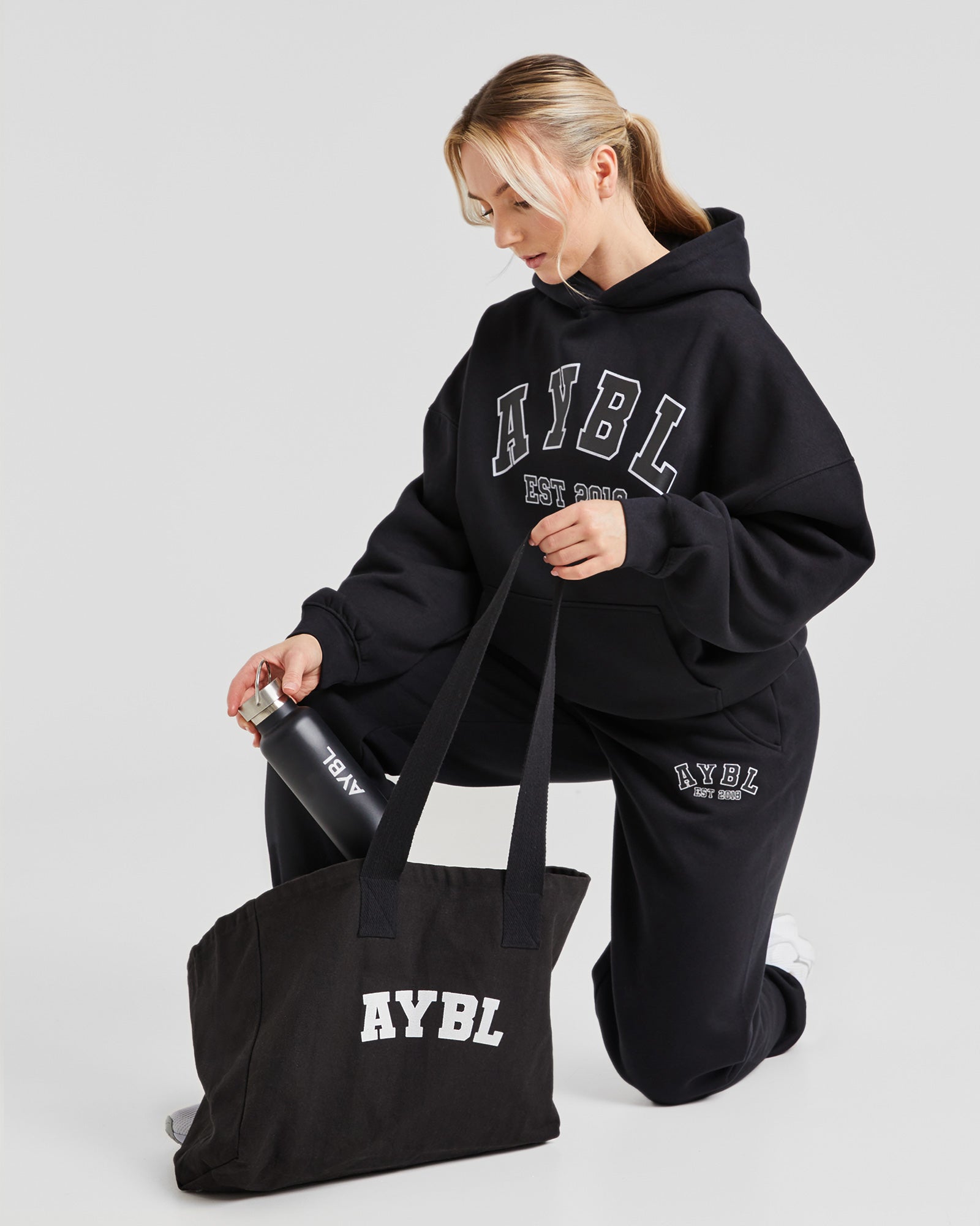 Varsity Graphic Oversized Hoodie - Noir