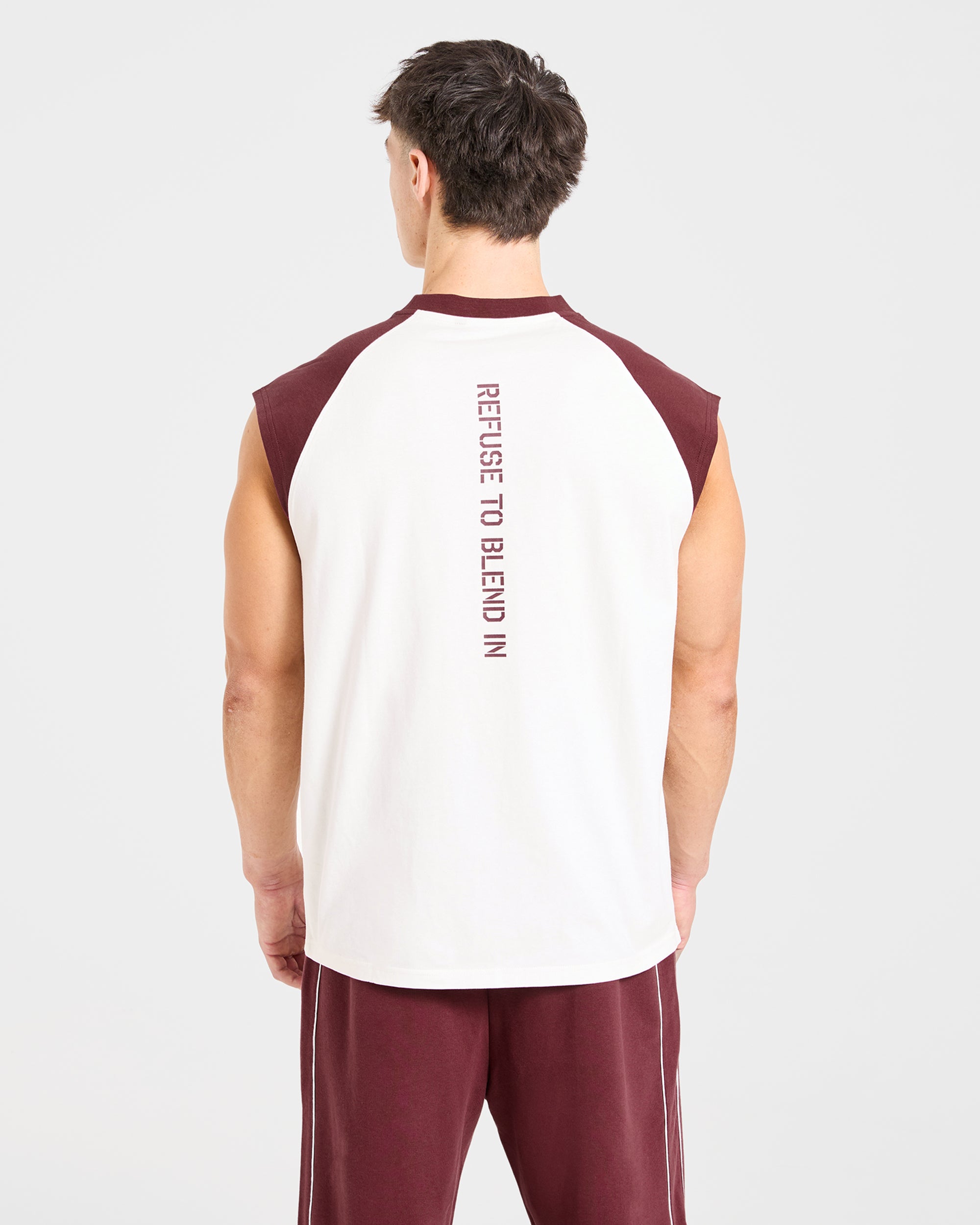 Cam Kissel x Contrast Oversized Tank - Off Blanc/Burgundy