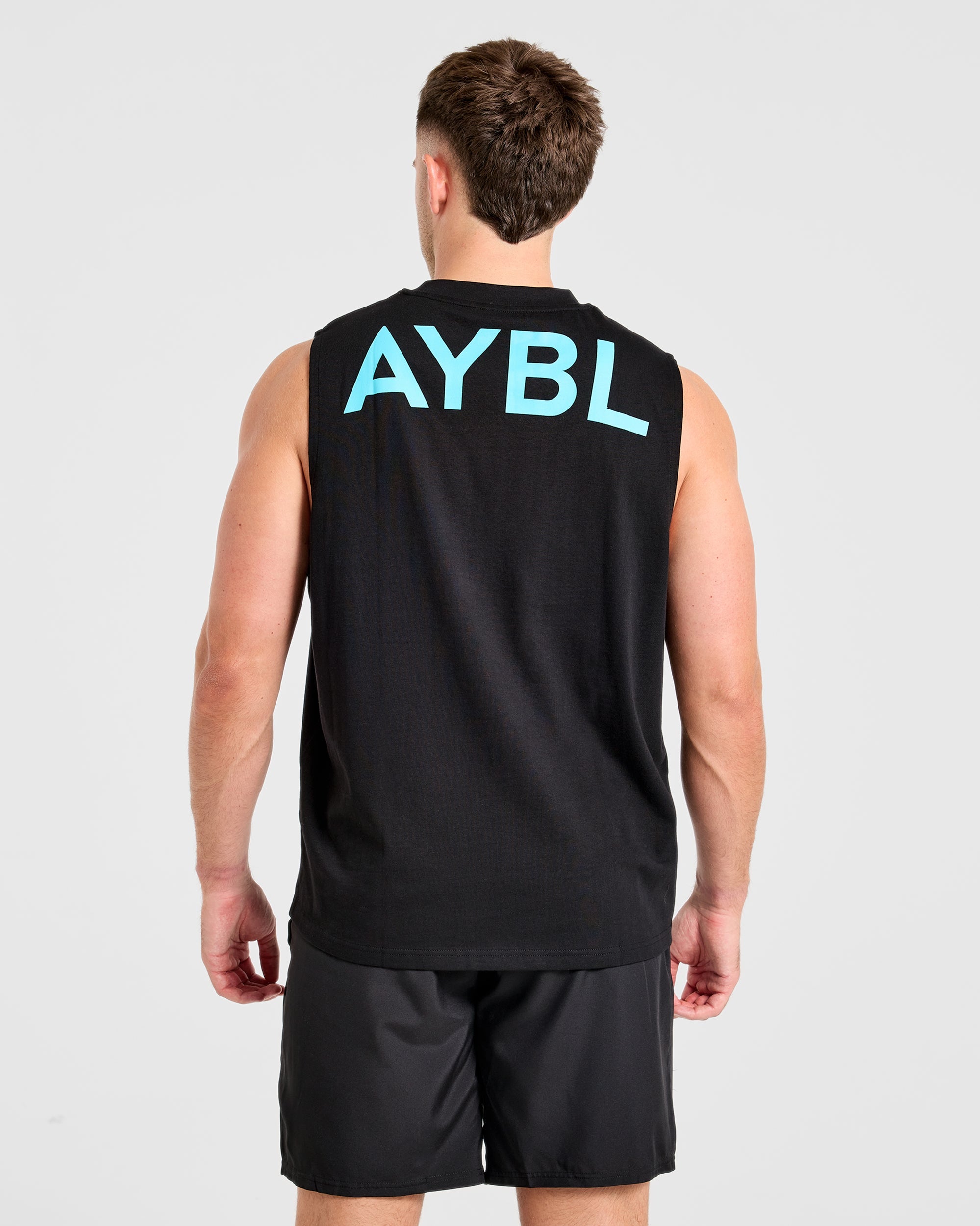 Essential Oversized Graphic Tank - Noir/Aqua